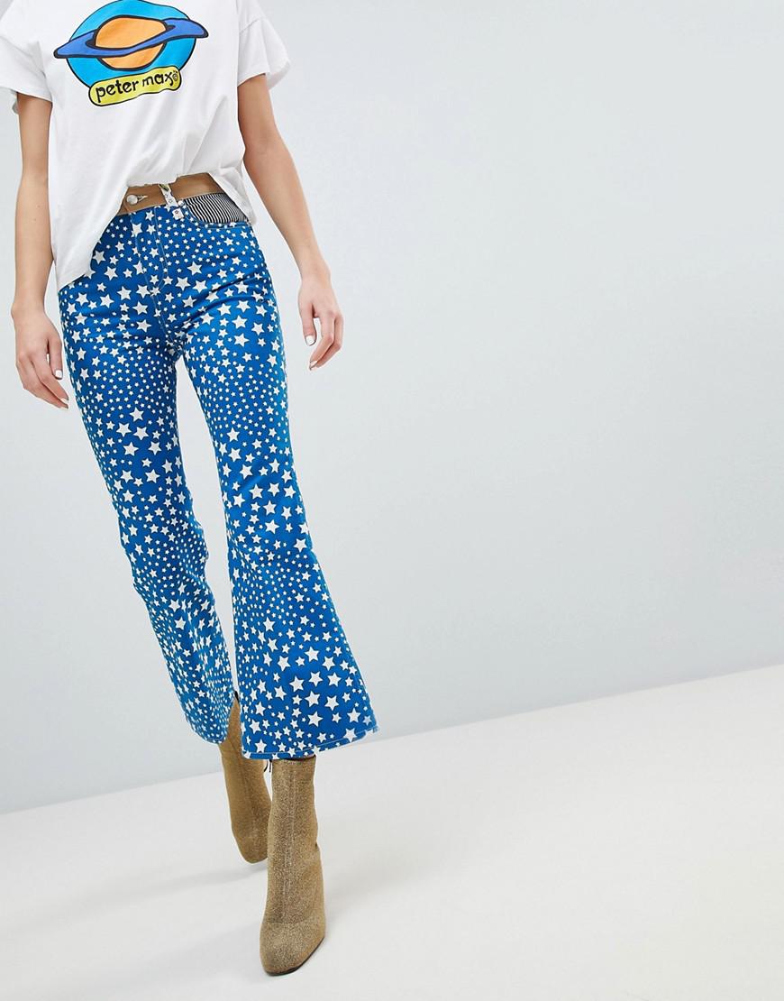 Wrangler X Peter Max Cosmic Print Cropped Flare Jean in Blue | Lyst Canada