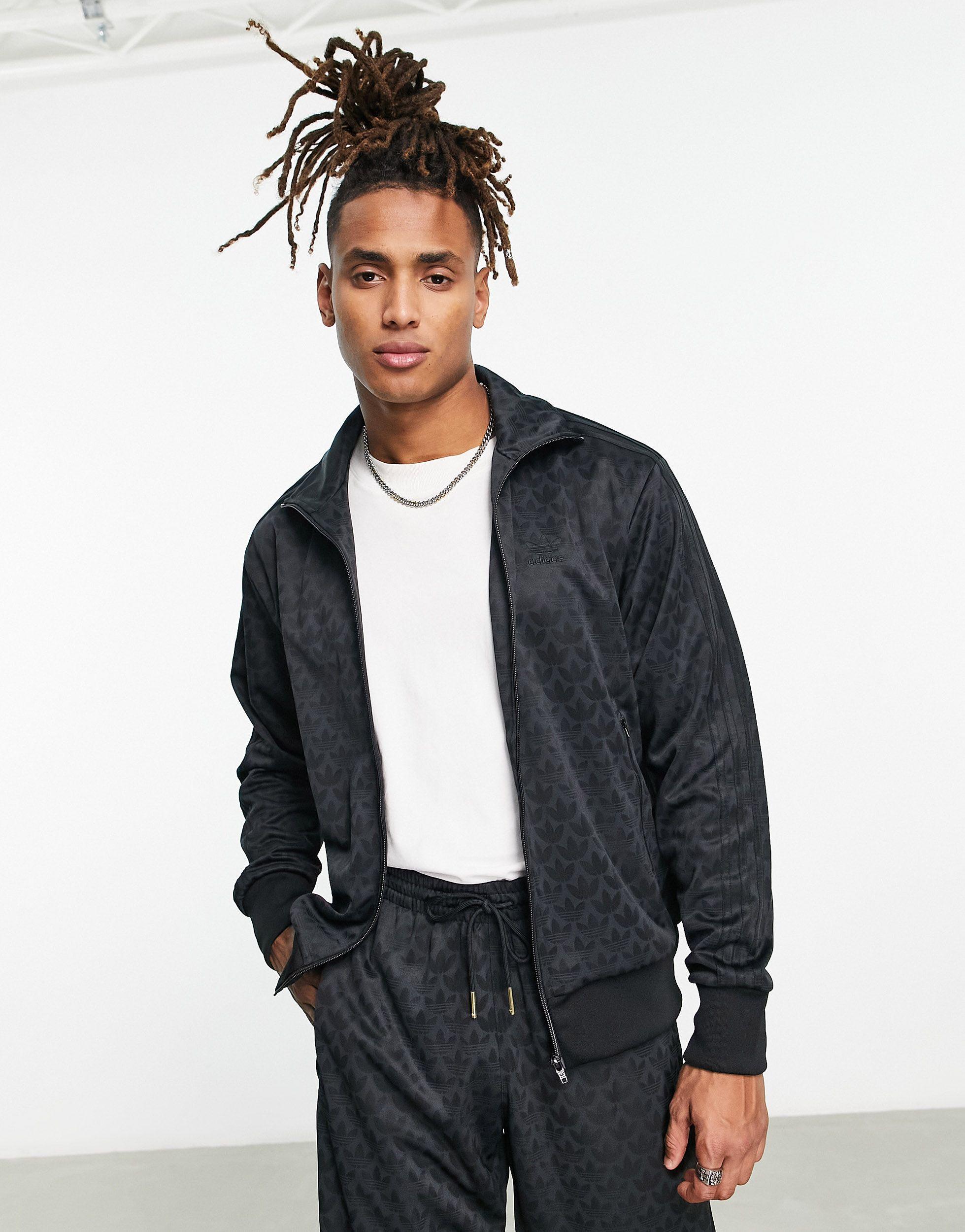 adidas Originals Monogram Full Zip Sweatshirt in Gray for Men | Lyst