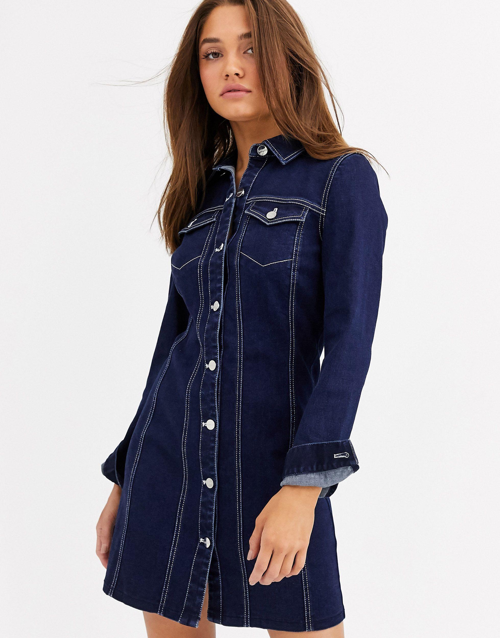 lipsy belted denim dress