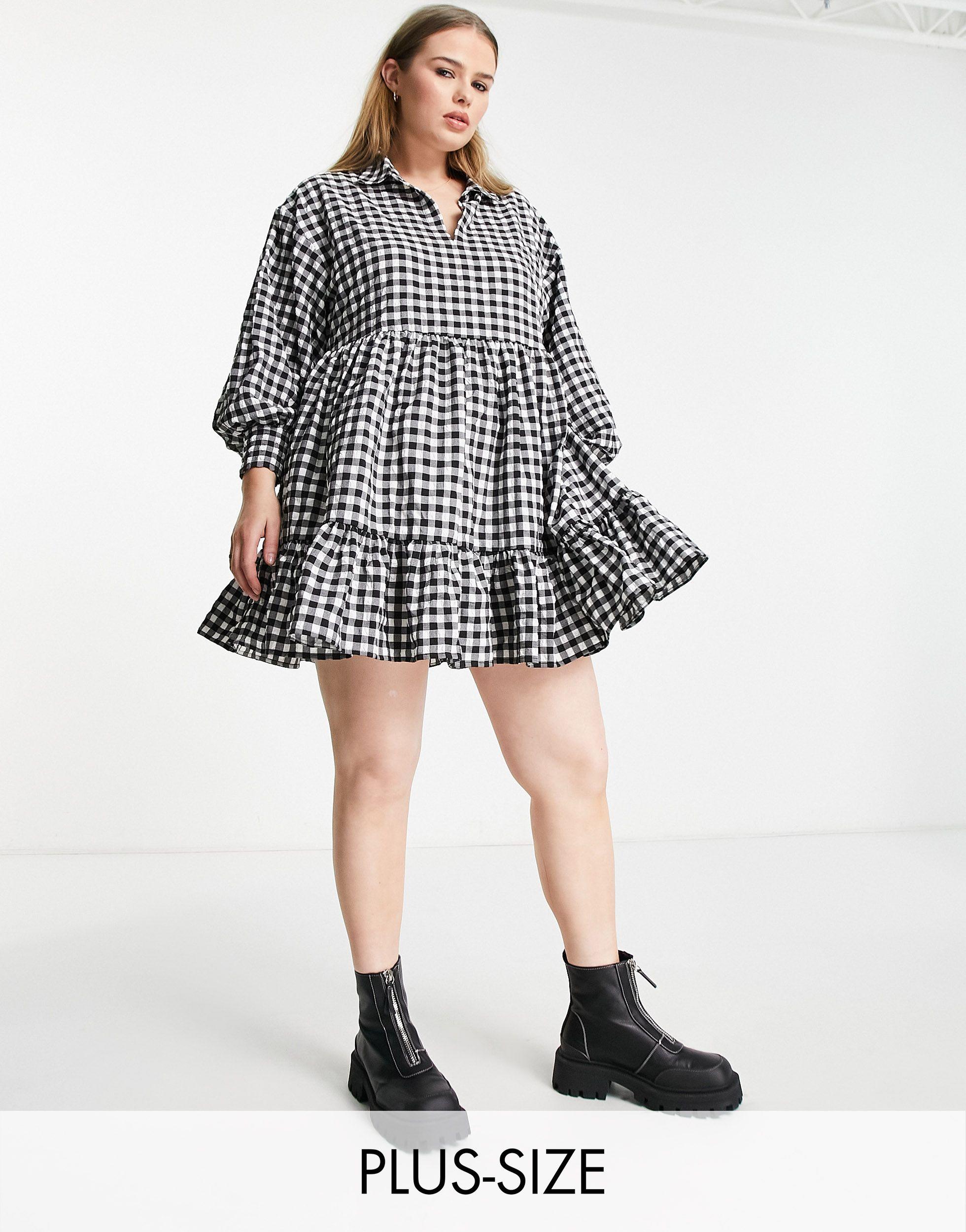 Simply Be Long Sleeve Smock Dress With 