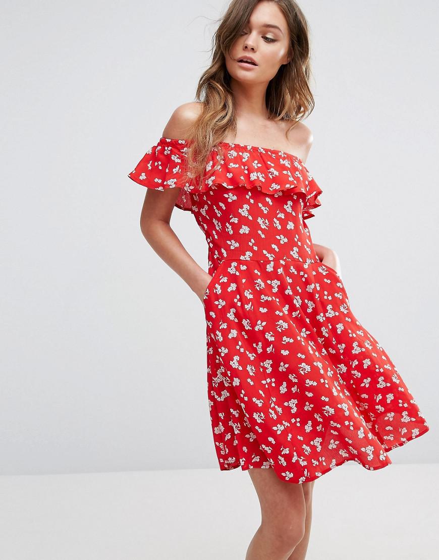miss selfridge red floral dress