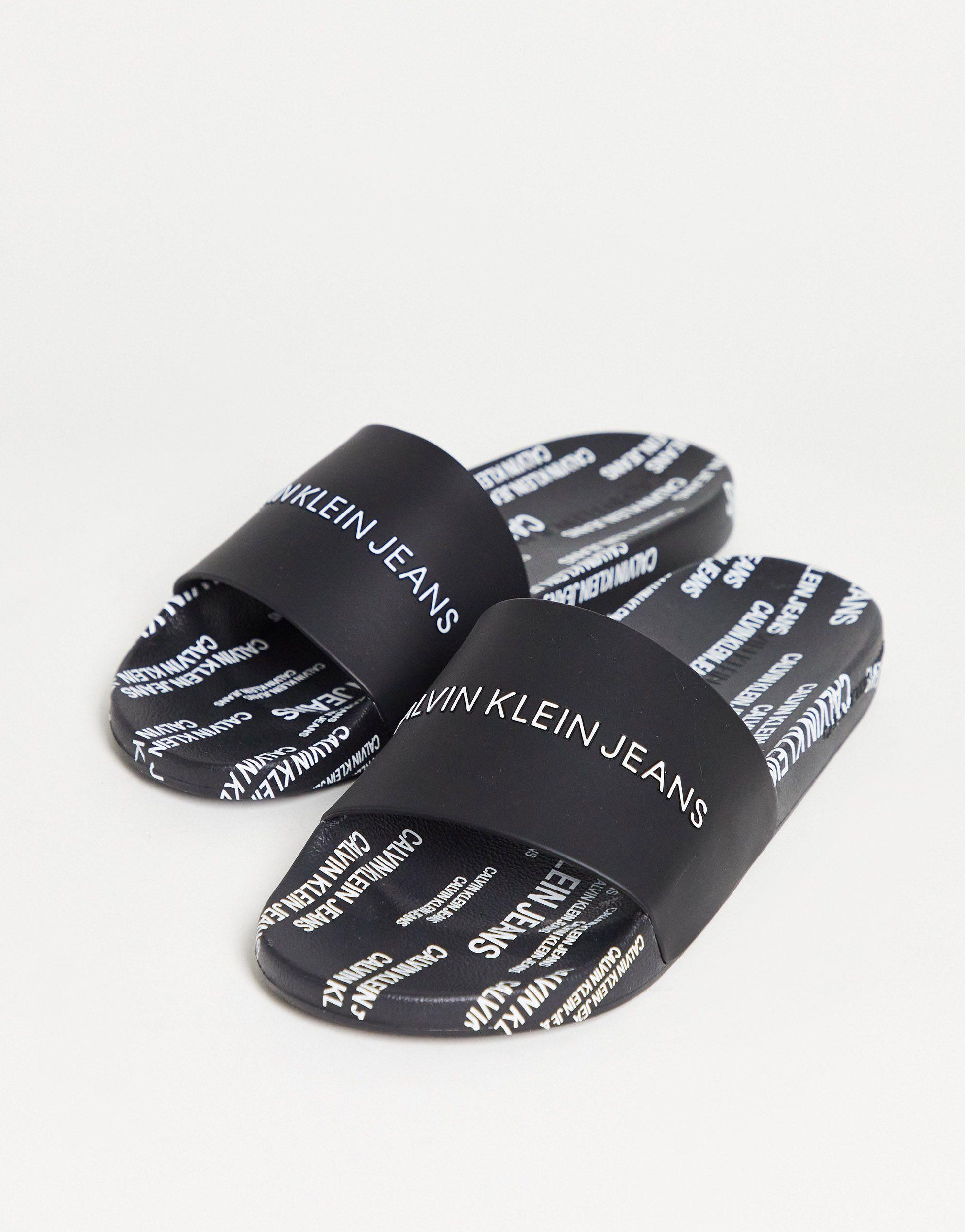 Sandalias negras sin cierres con logo Calvin Klein de hombre de color Negro  | Lyst