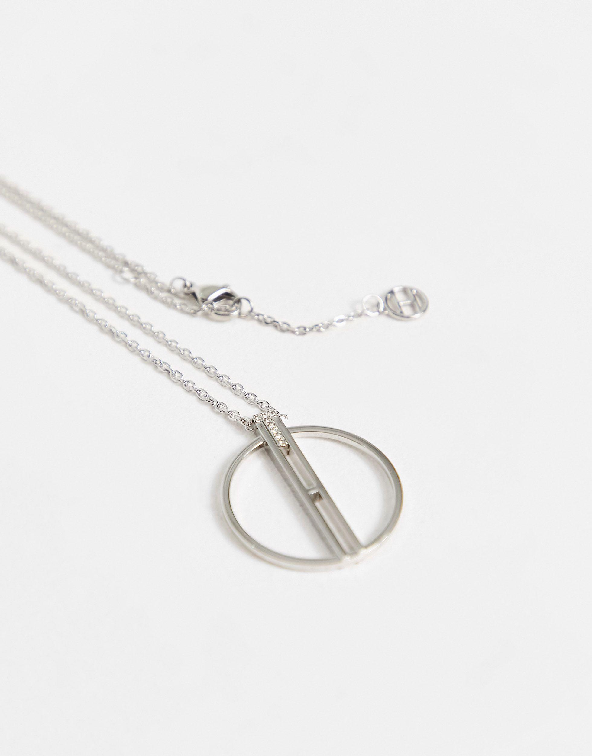 Tommy Hilfiger Circle Pendant Necklace in Silver (Metallic) | Lyst