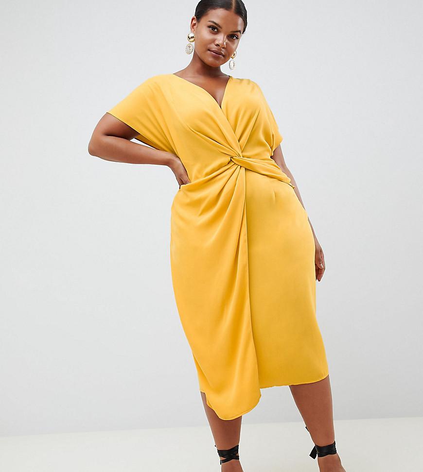 asos design twist midi dress with kimono sleeve