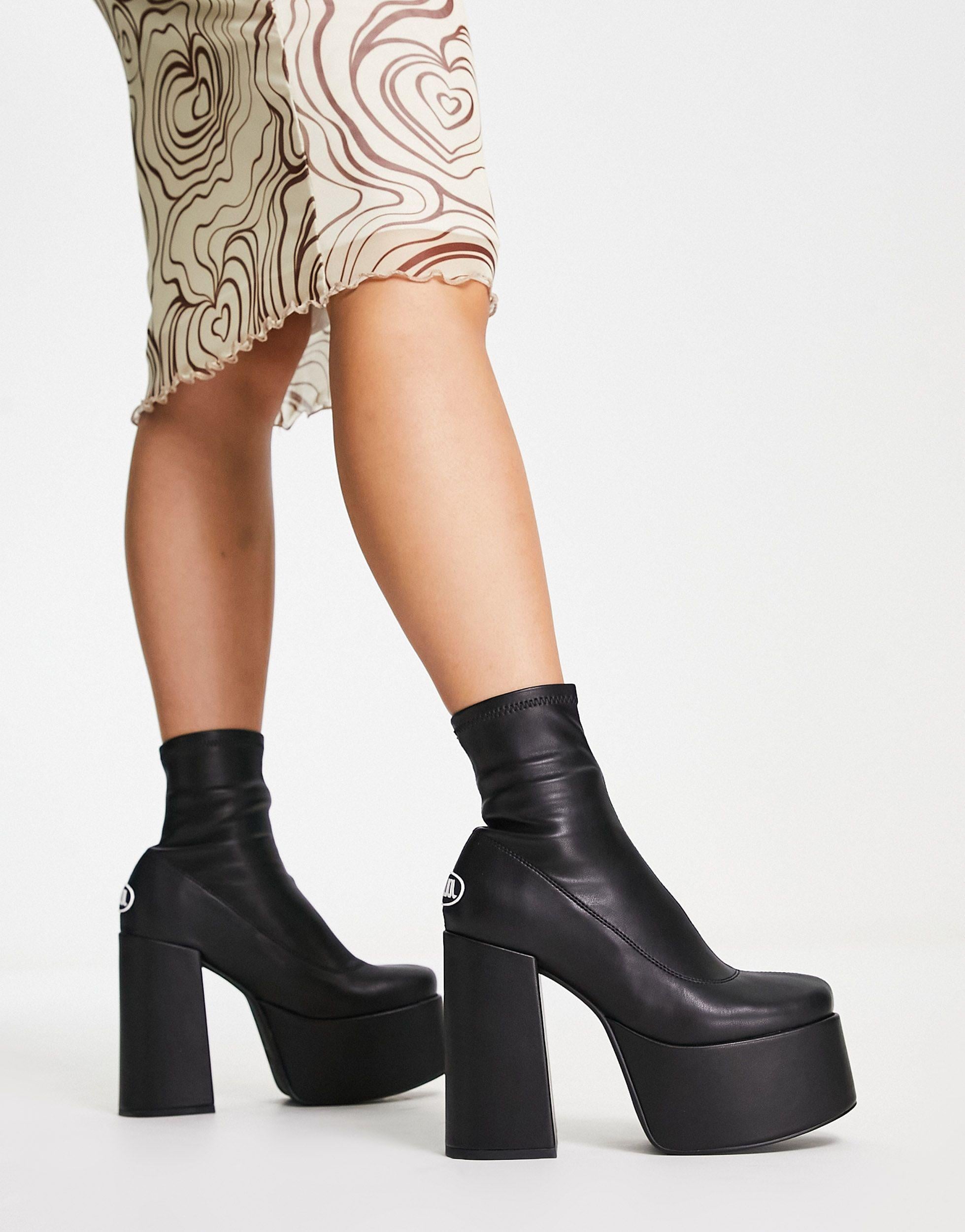 heyday black platform chelsea boot