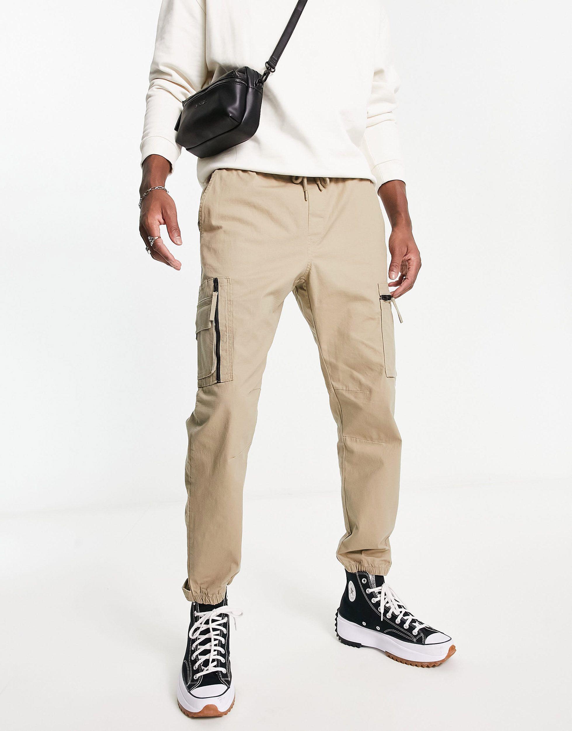 Pantalon cargo en ripstop à poches zippées - camel Pull&Bear pour homme en  coloris Neutre | Lyst