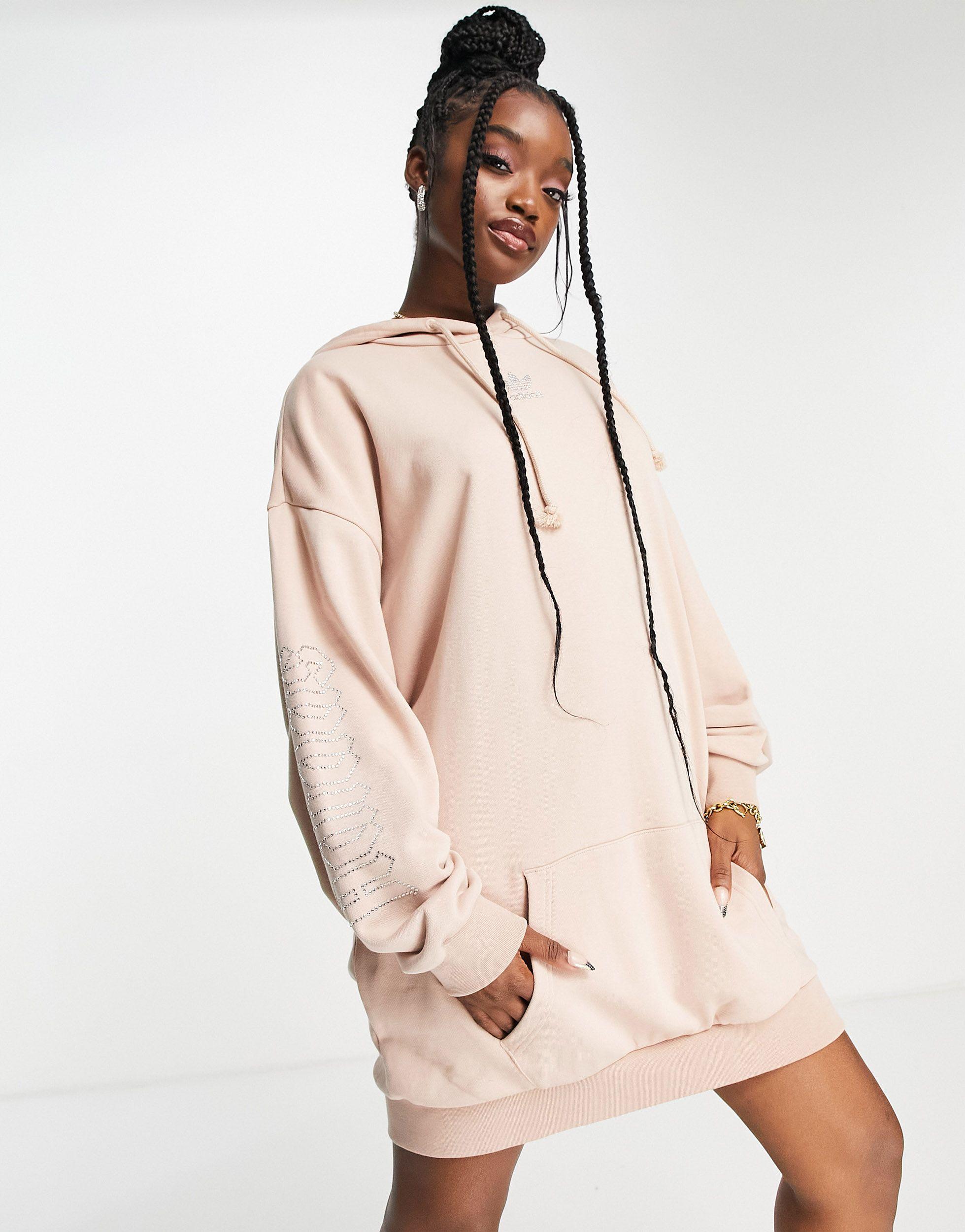 adidas Originals '2000s Luxe' Velour Hoodie Dress in Brown | Lyst UK