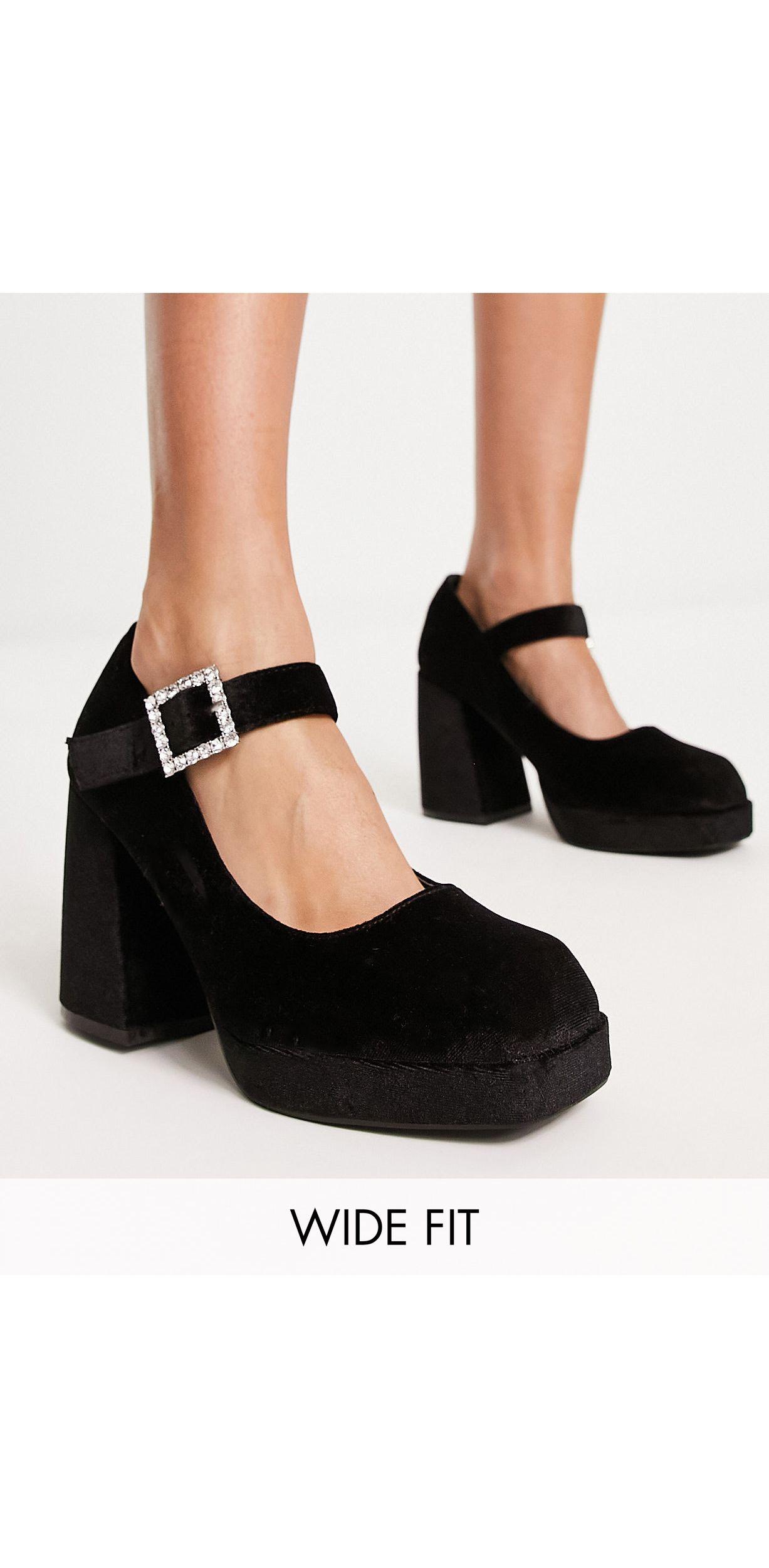 Zapatos s estilo merceditas con tacón, plataforma y hebilla Simply Be de  color Negro | Lyst