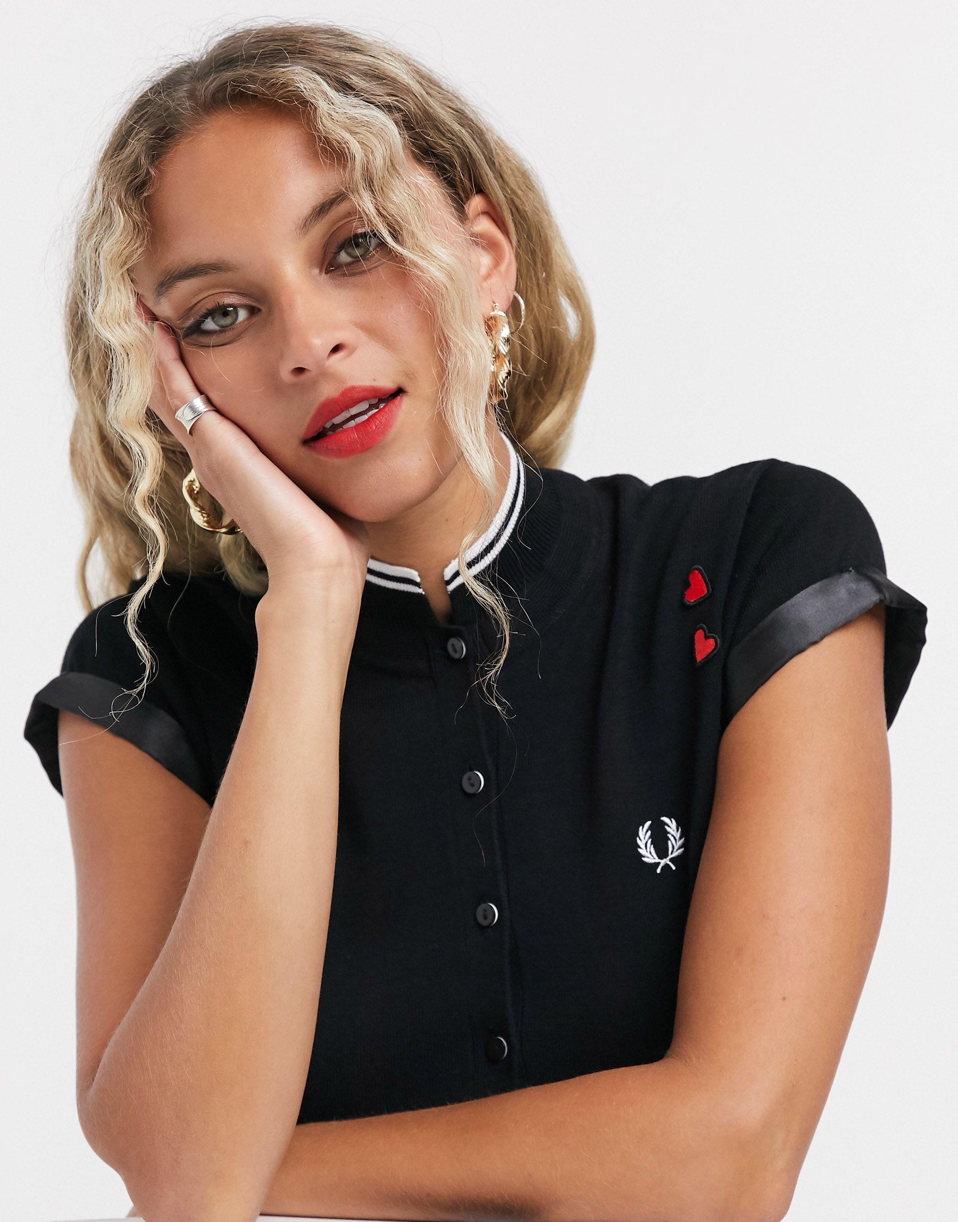Fred Perry X Amy Winehouse Button Up Short Sleeve Dress in Black