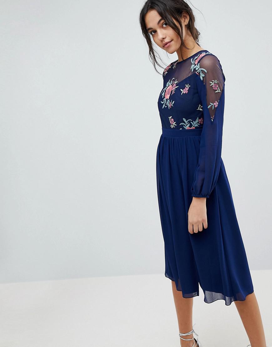 little mistress navy midi dress