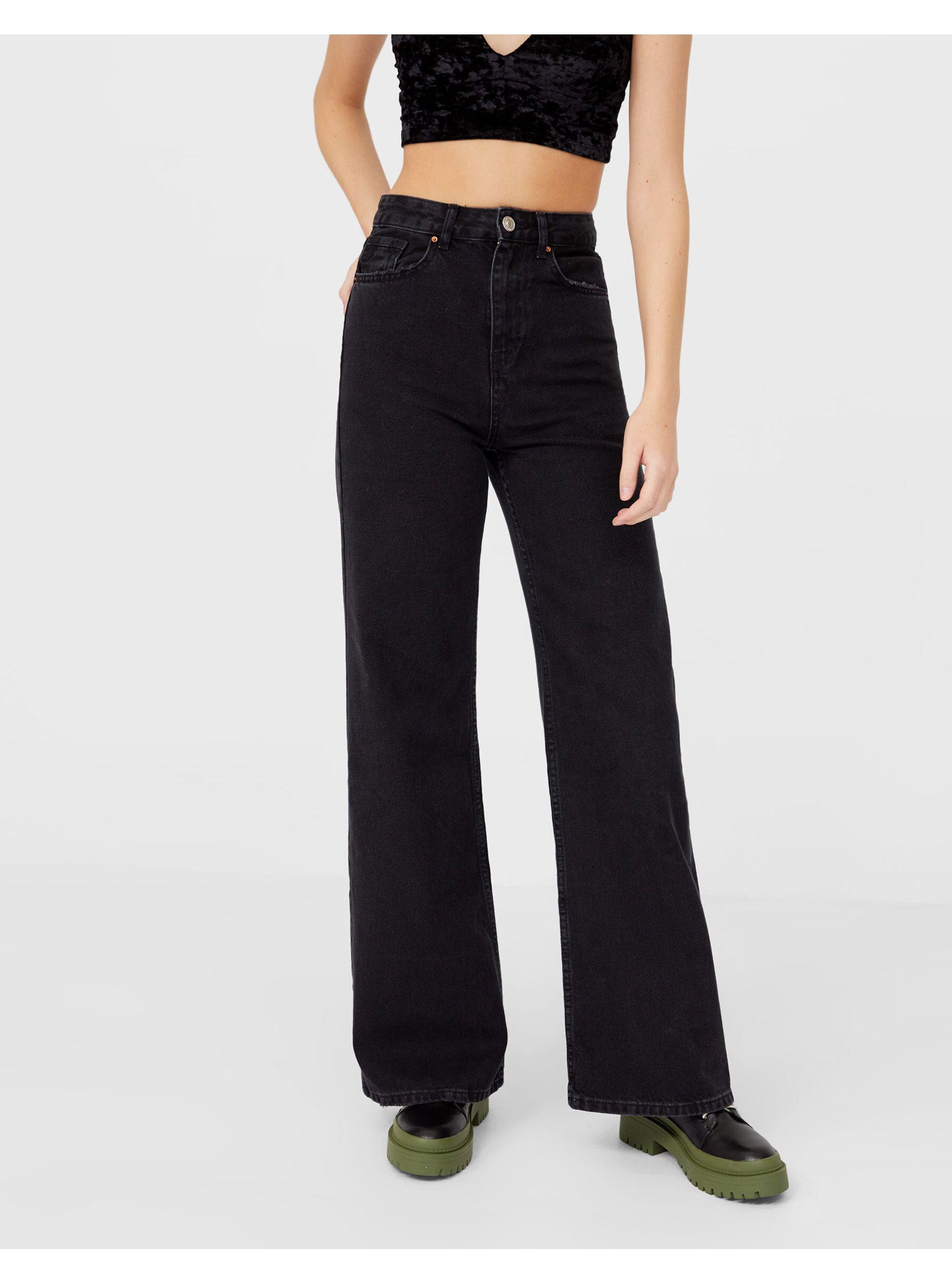 Stradivarius Super Wide Leg Jean in Black | Lyst