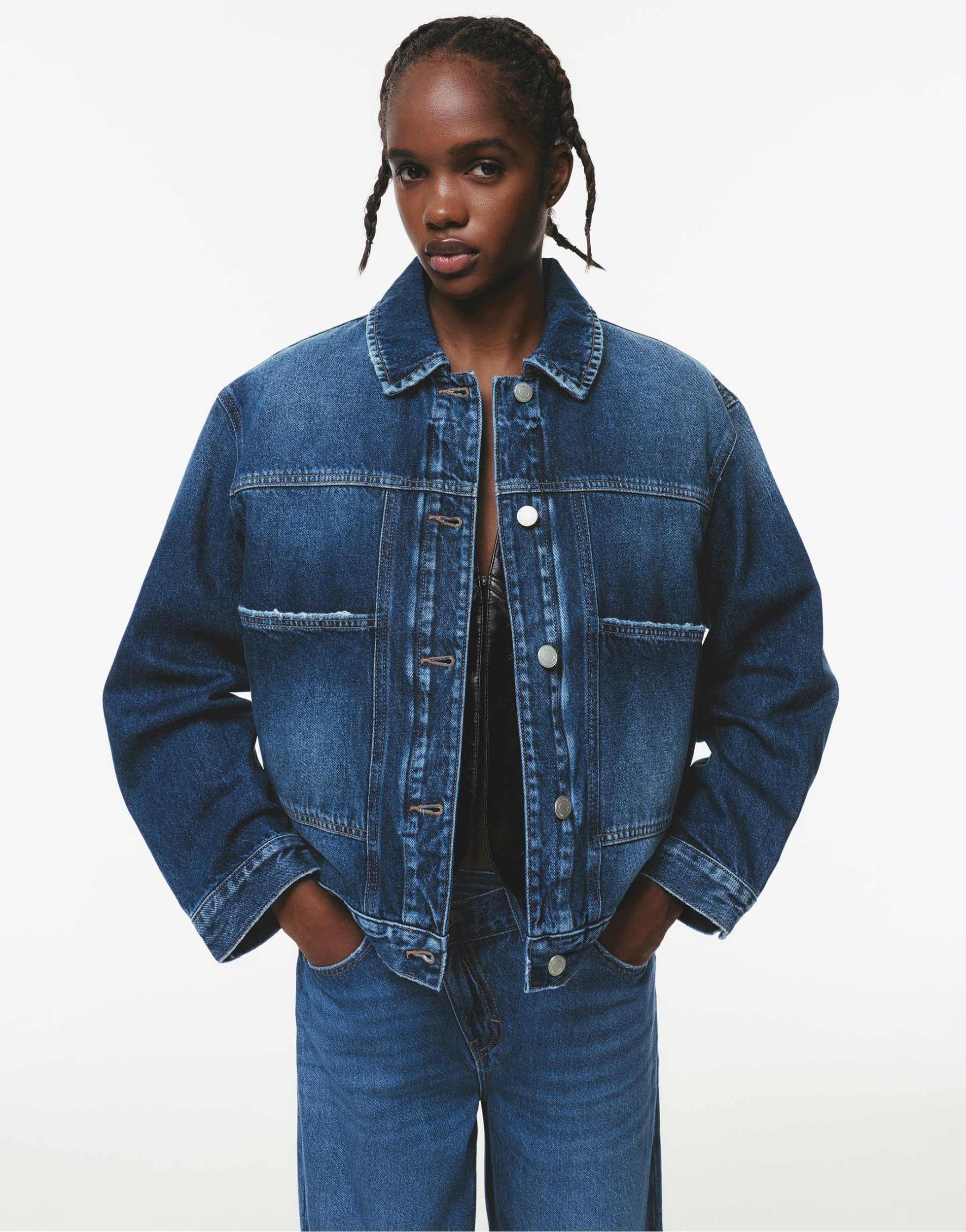 Jeansjacke Pull And Bear Jacke Gelb PULL&BEAR Jeansjacke Damen