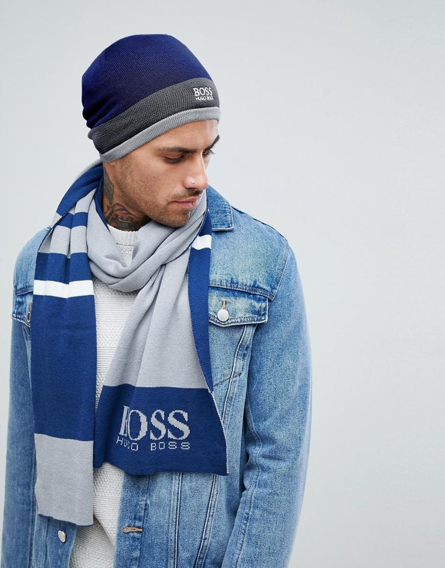 BOSS by HUGO BOSS Hat And Scarf Gift Set In Navy/grey in Blue for Men - Lyst