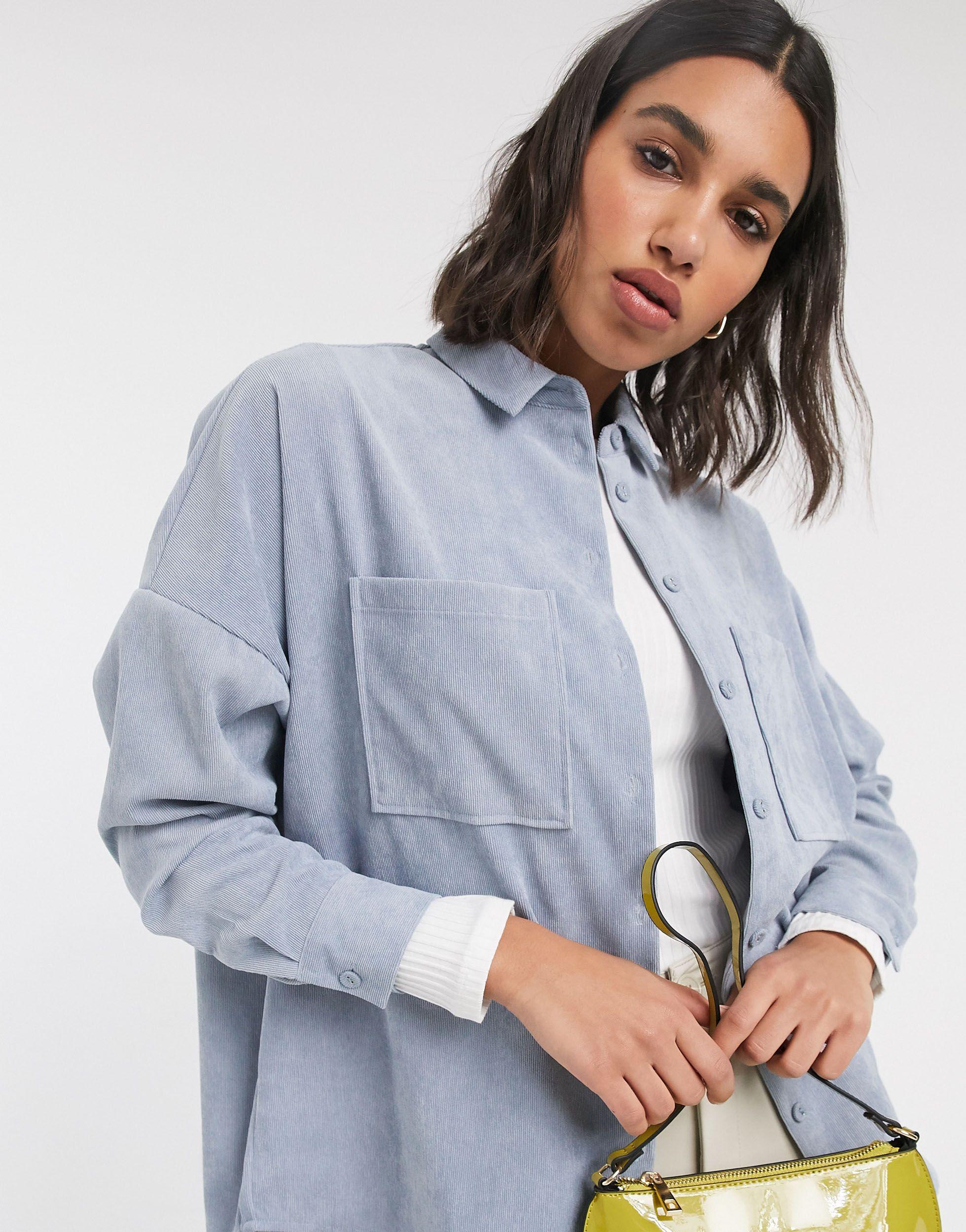 Stradivarius Corduroy Shirt in Blue - Lyst