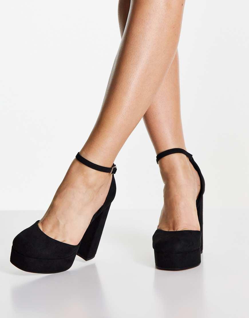 Asos Design Wide Fit Priority Platform High Block Heeled Shoes in