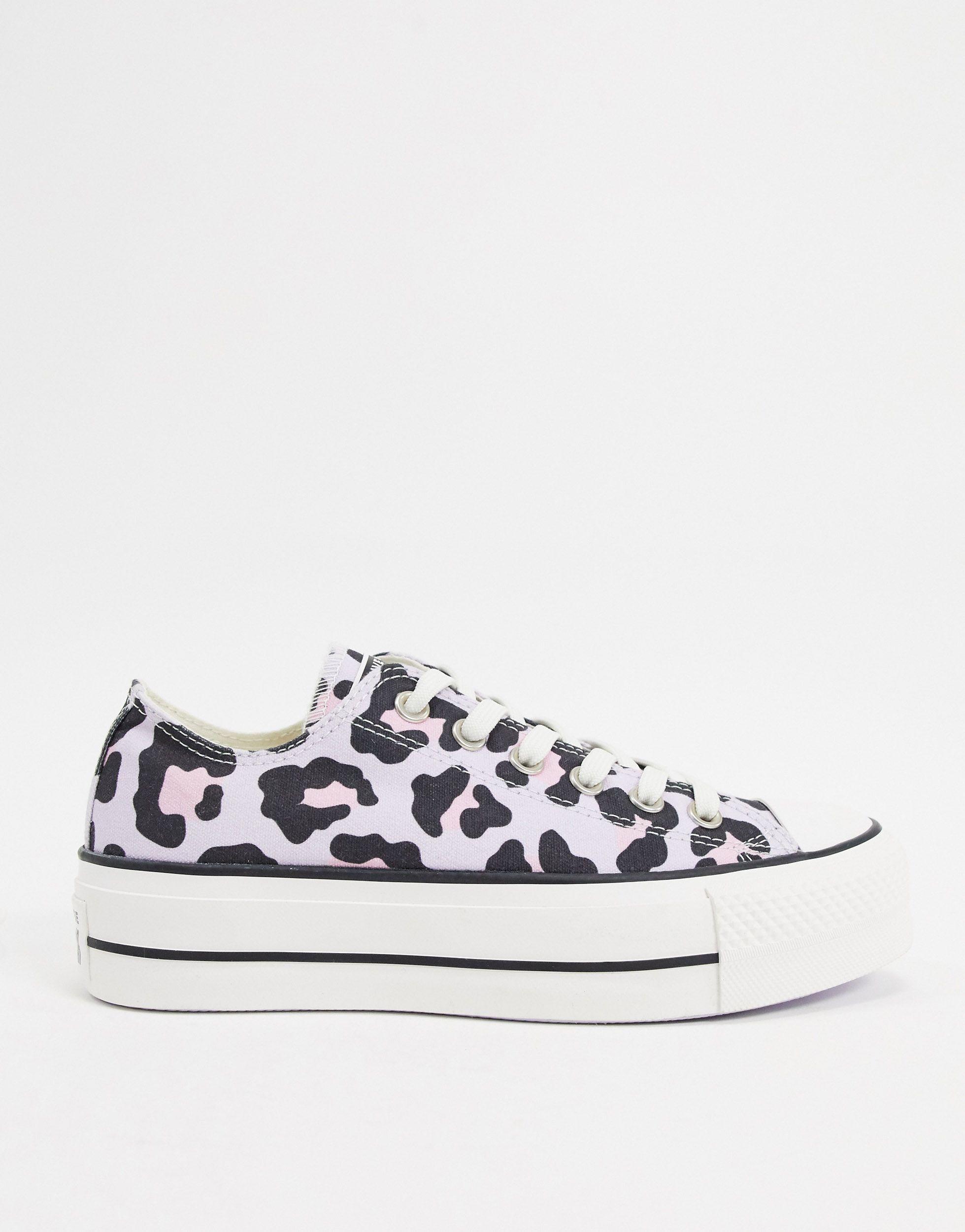 Chuck Taylor - Sneakers con plateau basse lilla con stampa  leopardataConverse in Gomma di colore Bianco - Lyst