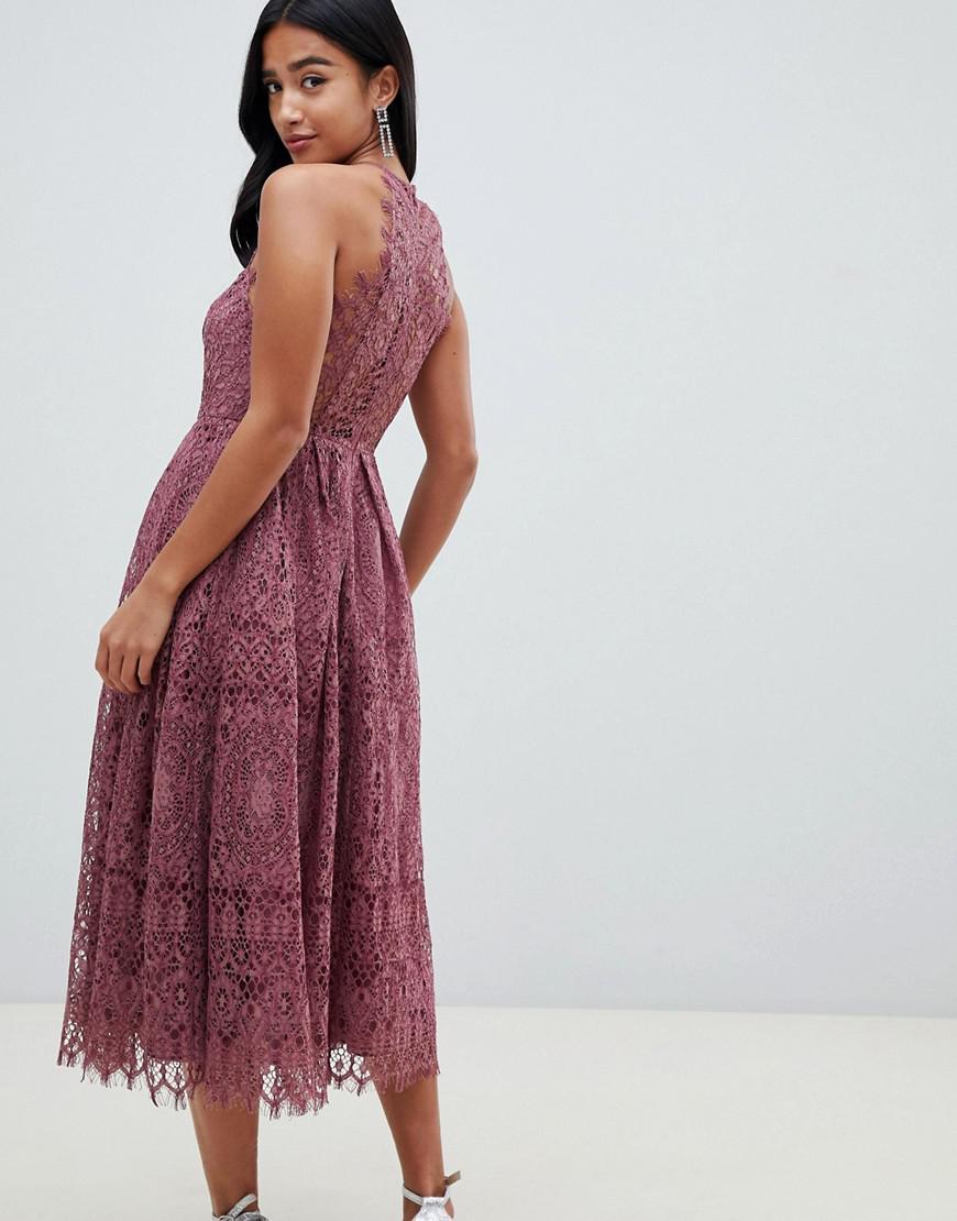 asos lace pinny scallop edge midi prom dress