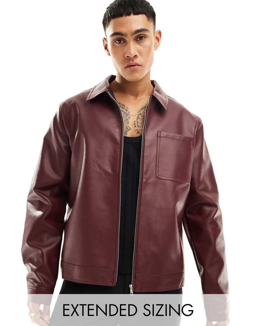 ASOS Faux Leather Harrington Jacket in Red for Men Lyst UK