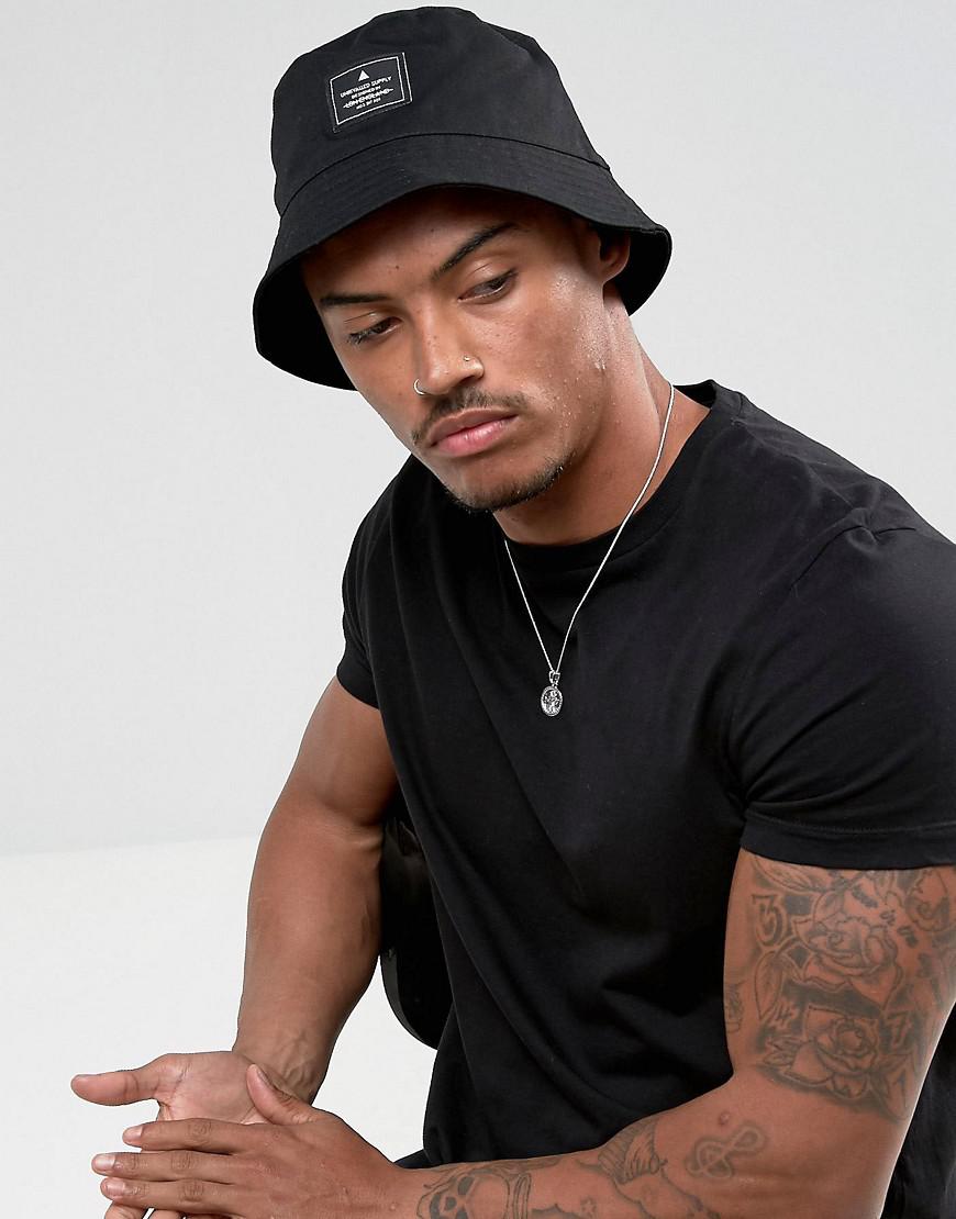 asos black bucket hat