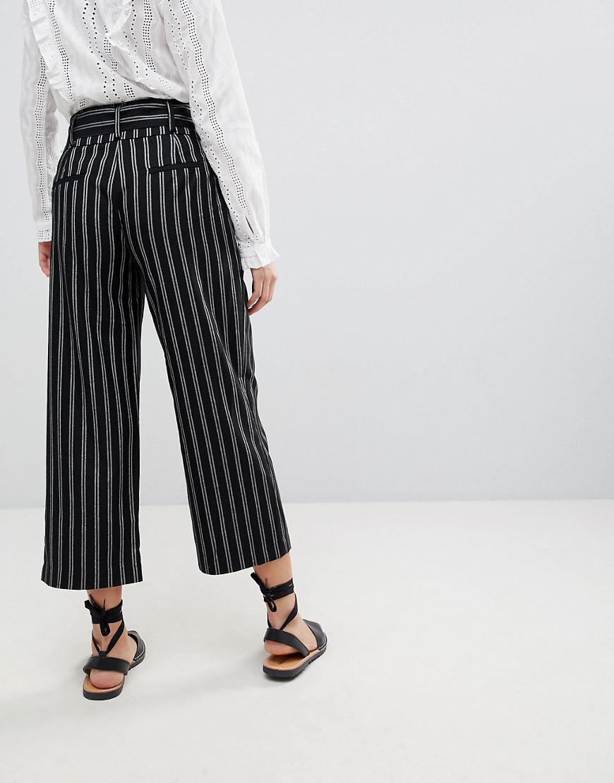 new look slim fit cropped trousers in grey pinstripe