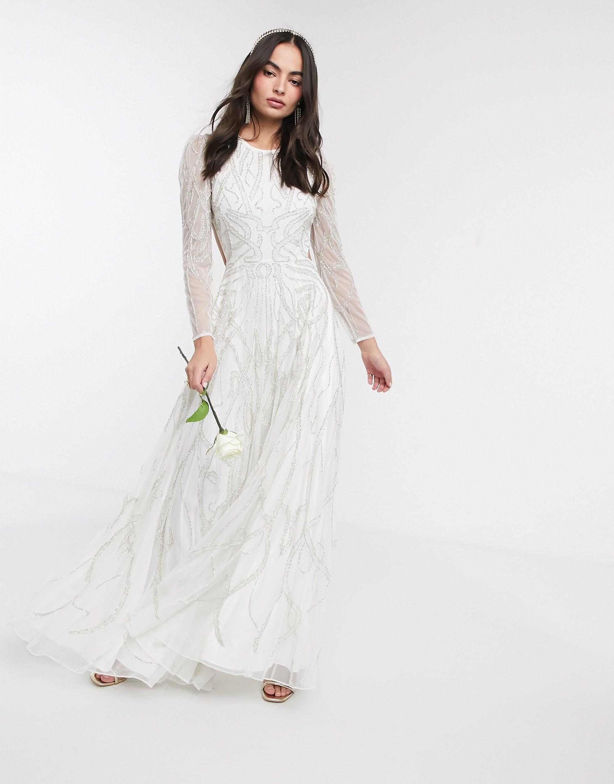 ASOS Synthetic Charlotte Nouveau Embellished Maxi Wedding Dress in White |  Lyst
