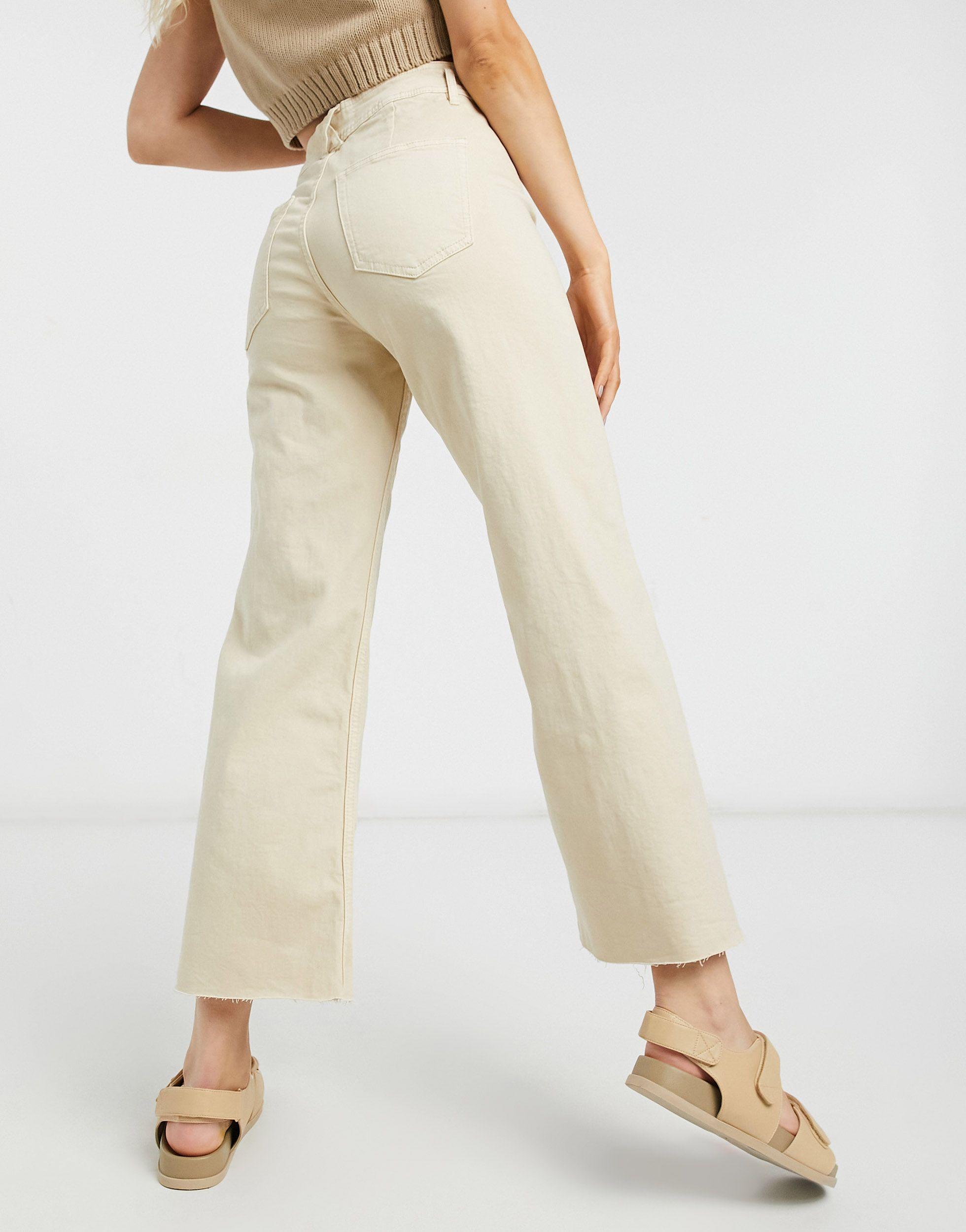 Stradivarius Organic Cotton Cropped Wide Leg Jean in Natural | Lyst UK