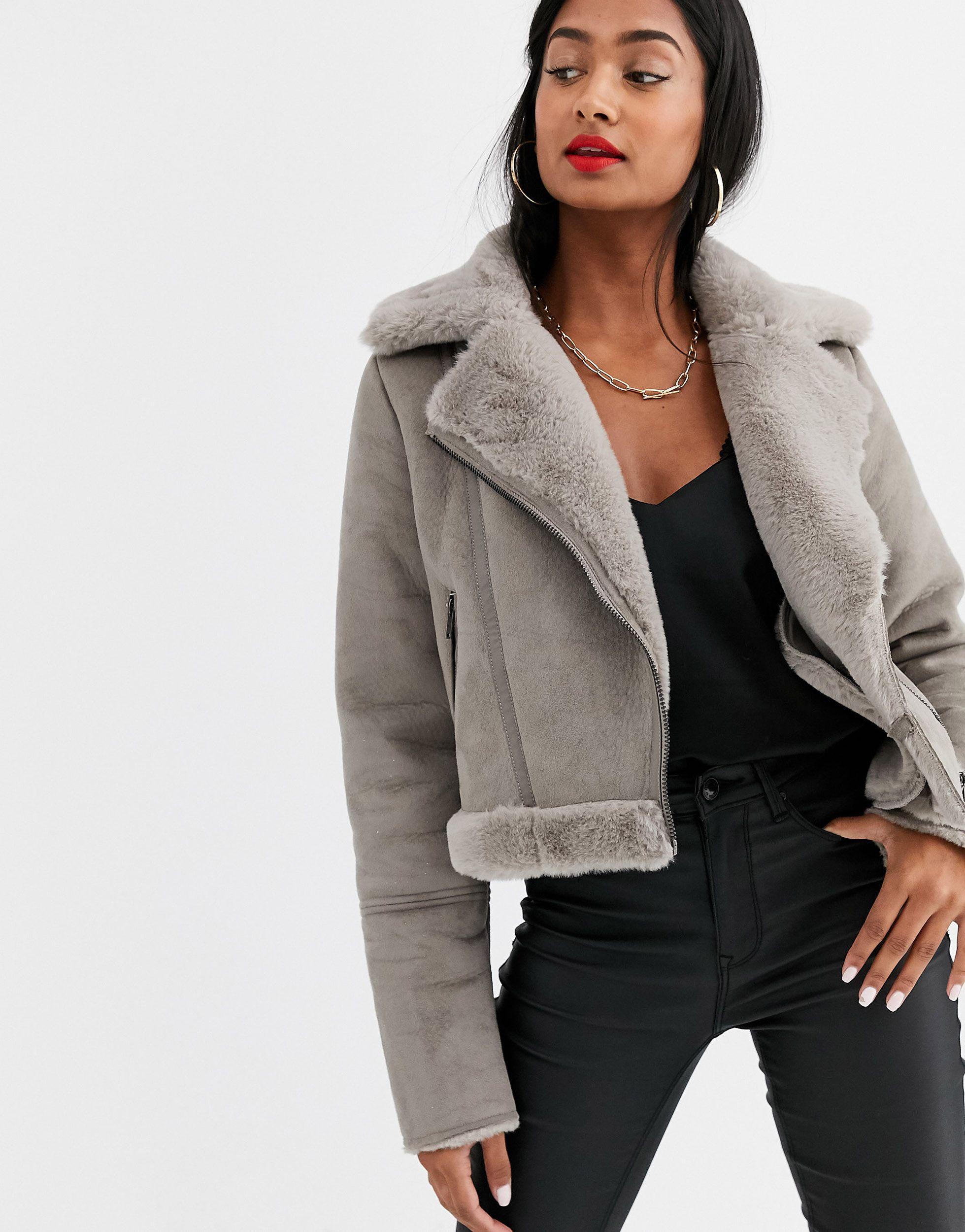 Stradivarius – Kurze Pilotenjacke in Grau | Lyst DE