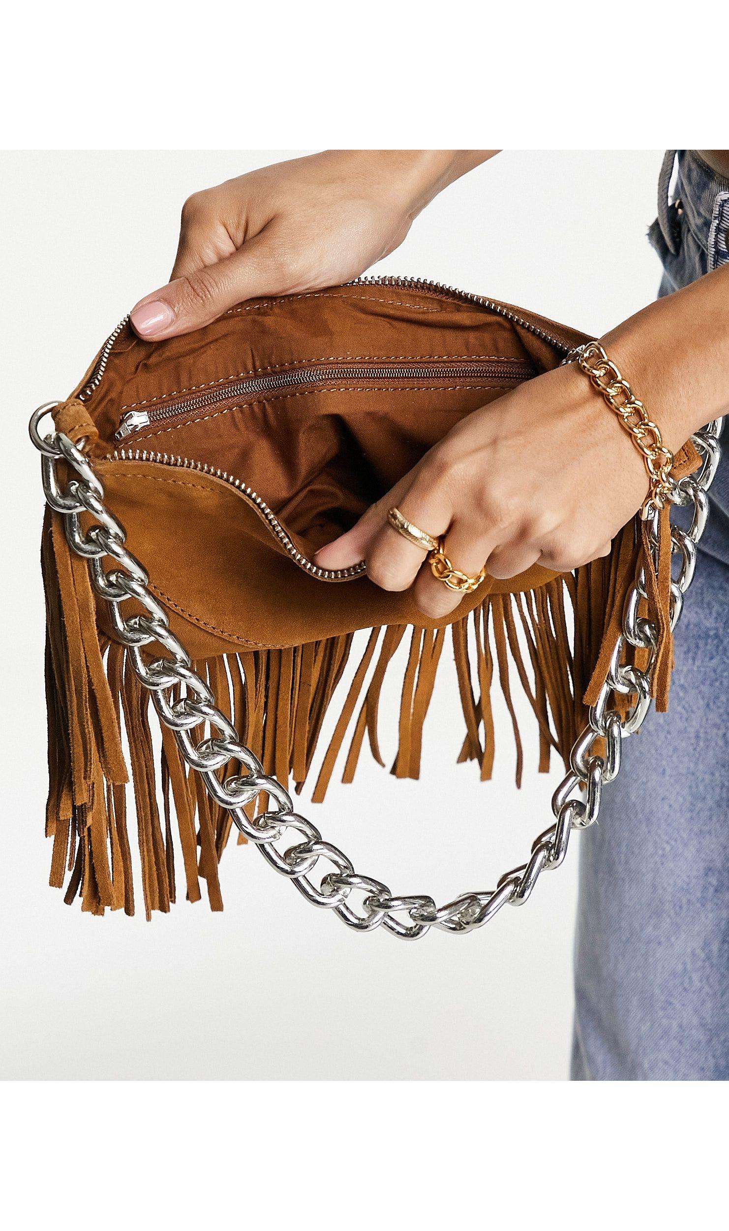 Bohemian Fringe Hobo Tas Dames - Suède Look Crossbody Schoudertas met