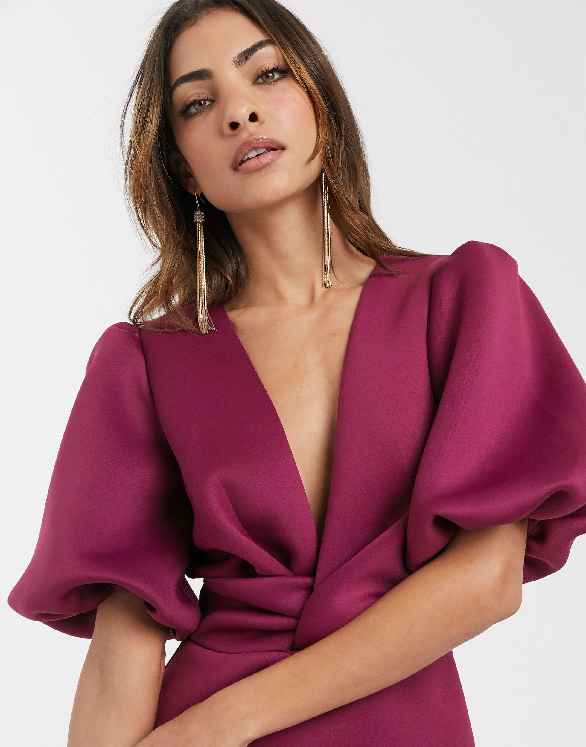 open lace back dress Rent ASOS DESIGN Collared Wrap Midi Dress With Tie Belt In Terracotta