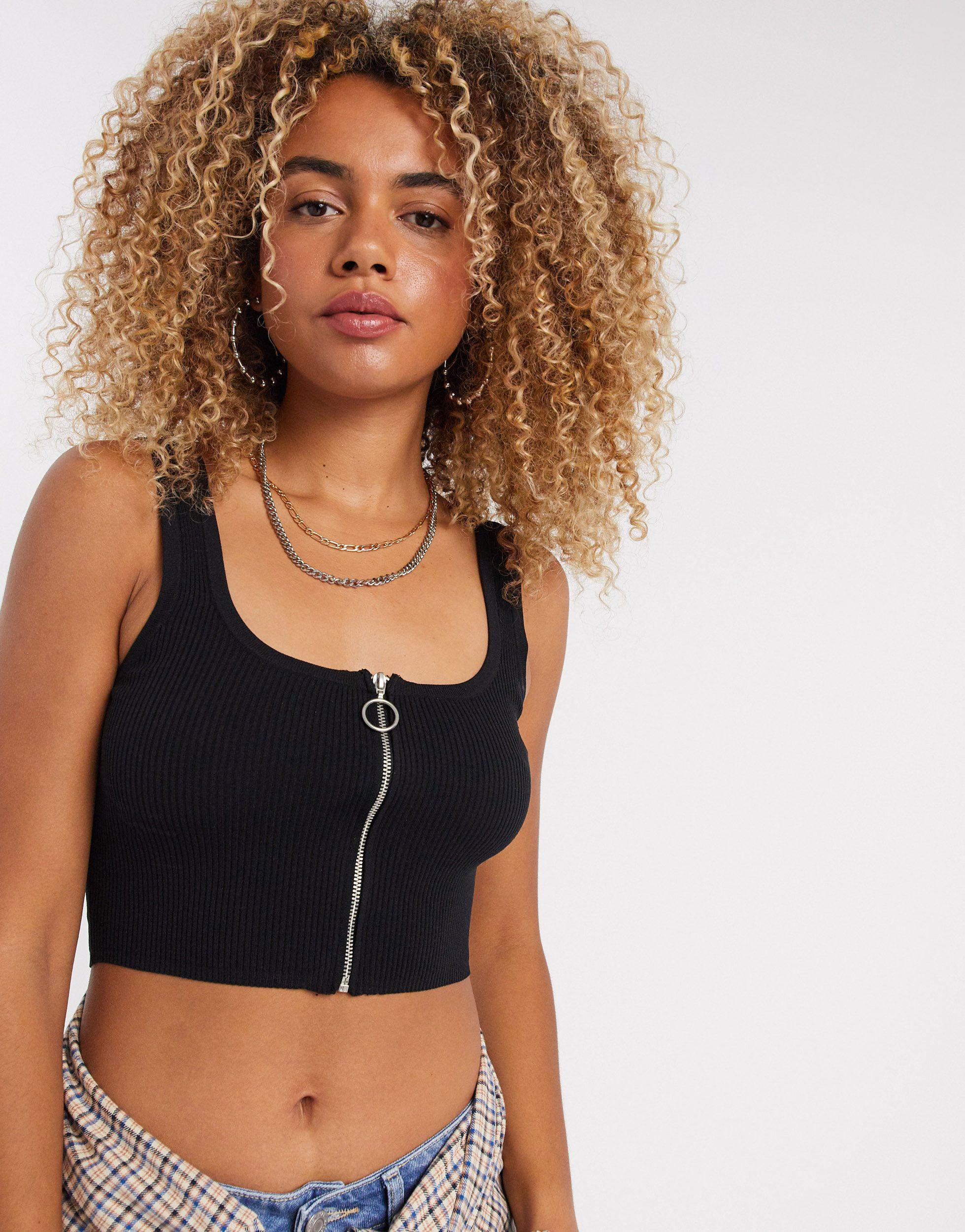 bershka crop top black