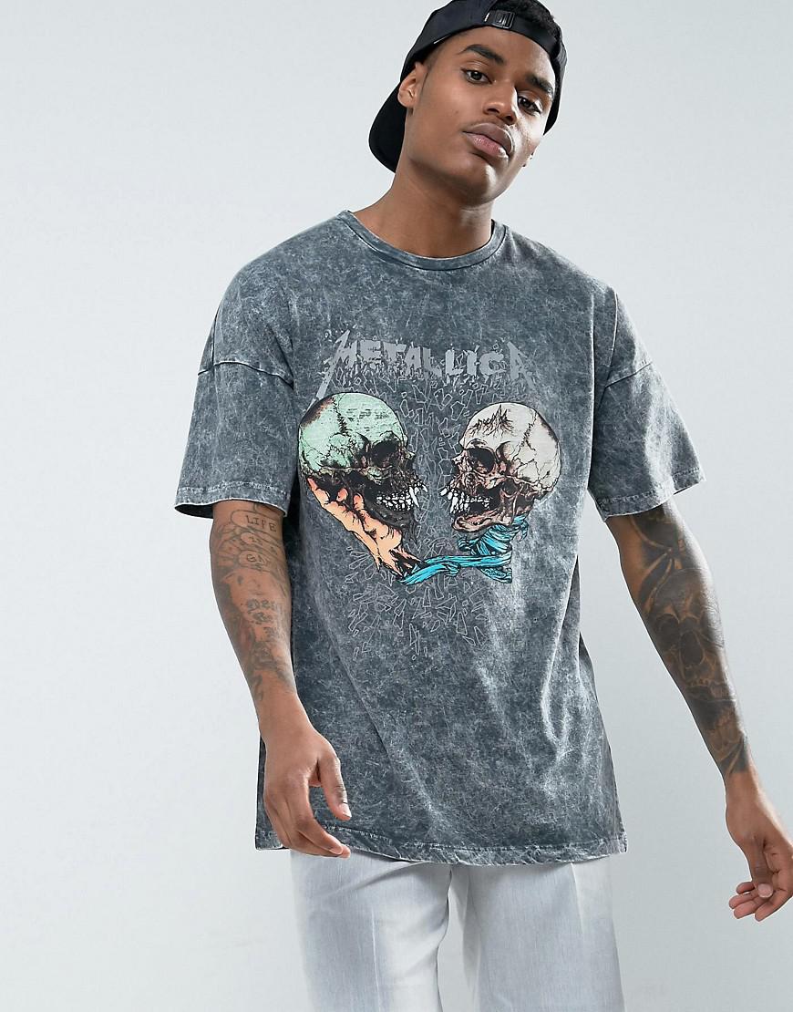 ASOS Metallica Oversized Band T-shirt With Acid Wash in Black for Men | Lyst