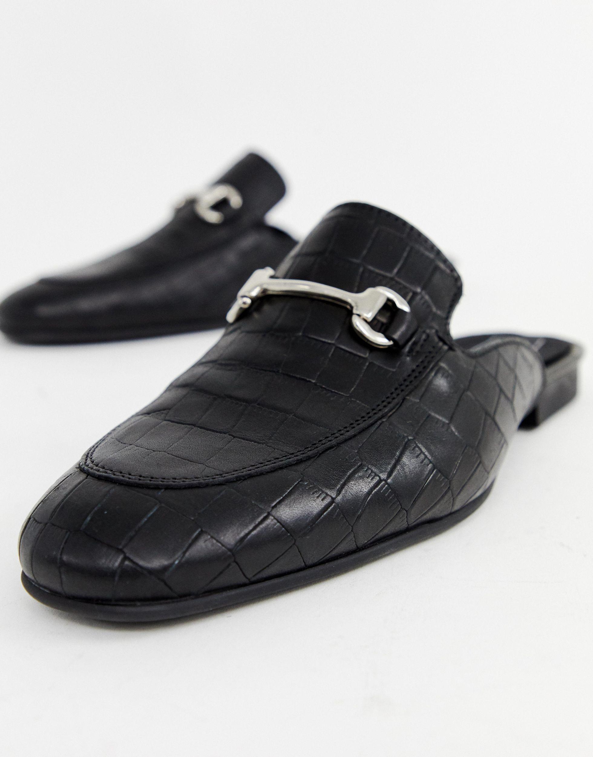 Asos Leather Backless Mule Loafer In Black For Men Lyst 3F1