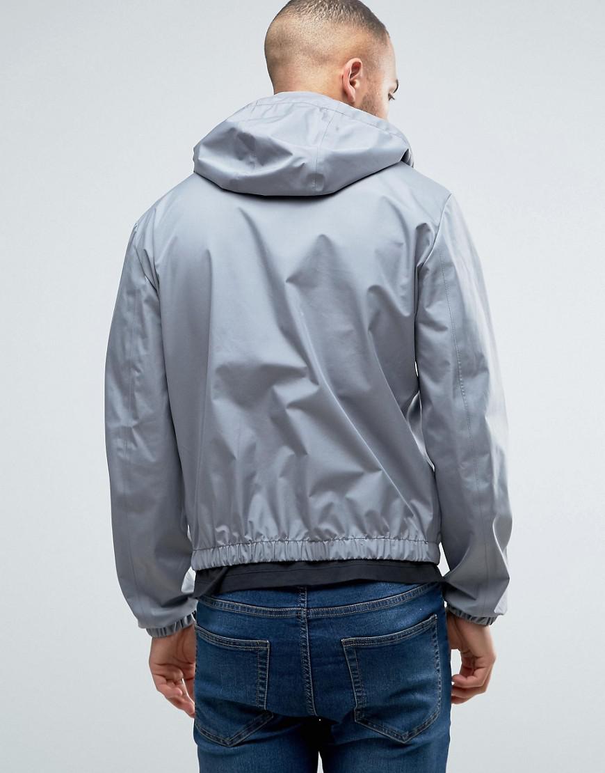 Armani Jeans Denim Rain Jacket Detachable Hood In Gray for Men - Lyst