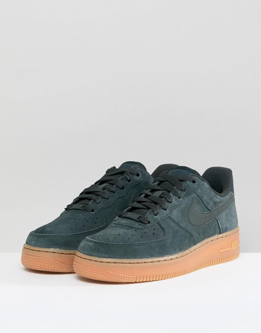 Nike Air Force 1 '07 Trainers In Outdoor Green Suede With Gum Sole | Lyst UK