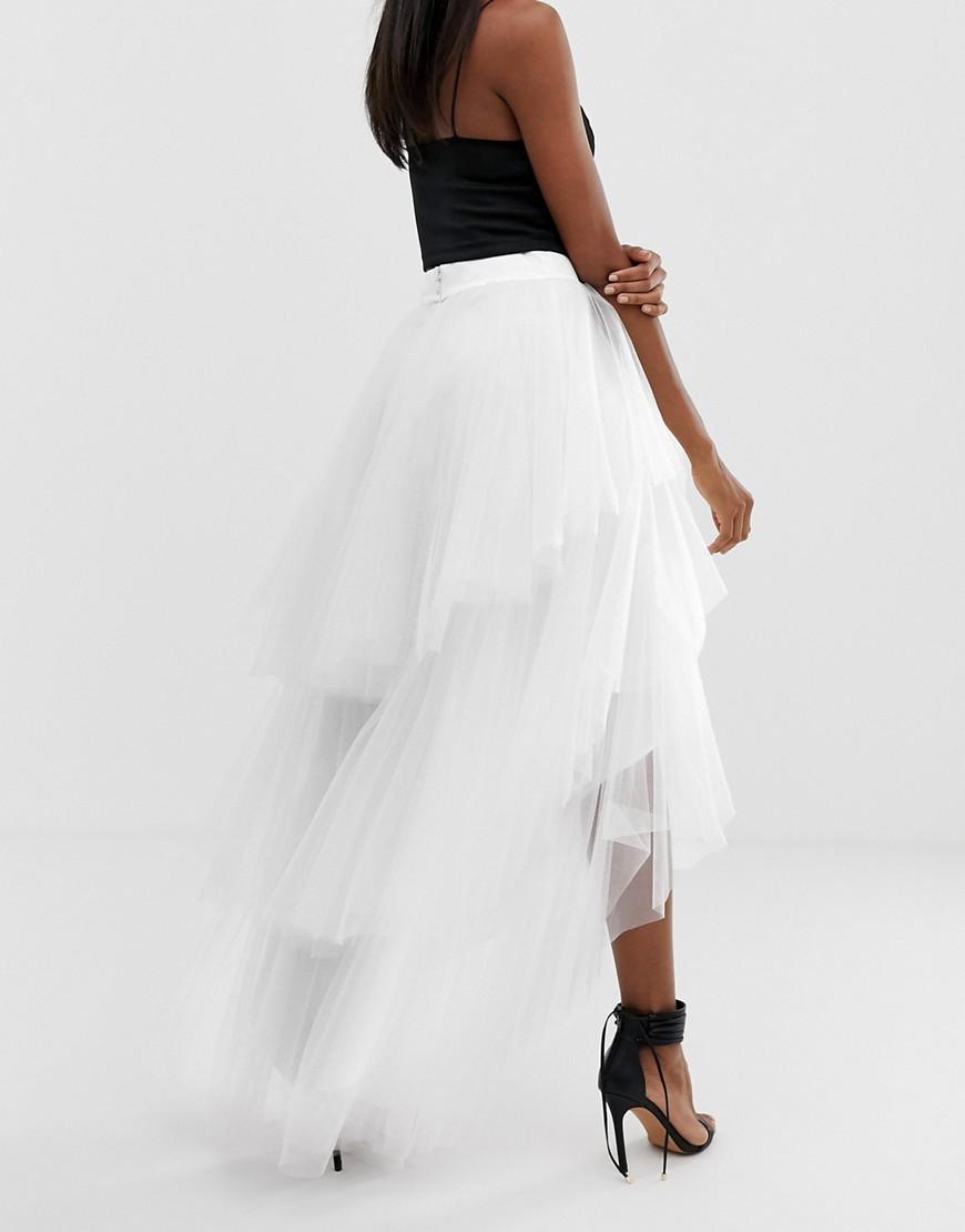 Chi Chi London Tiered Tulle Skirt in White | Lyst UK