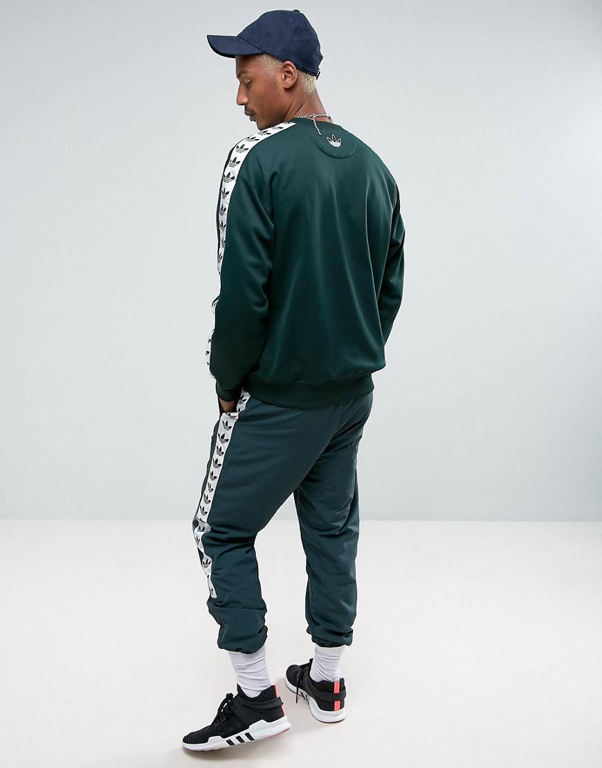 adidas Originals Adicolor Tnt Tape Crew Sweatshirt in Green for Men | Lyst