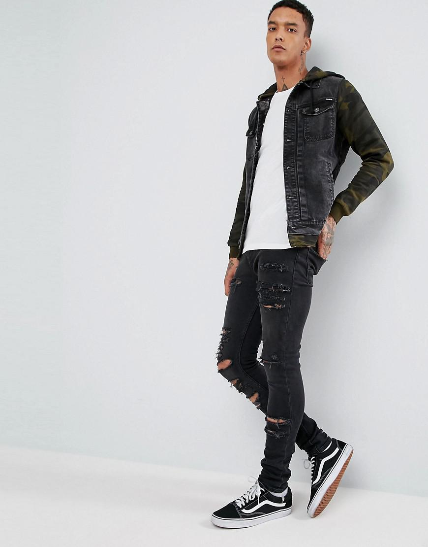 pull&bear denim jacket in black