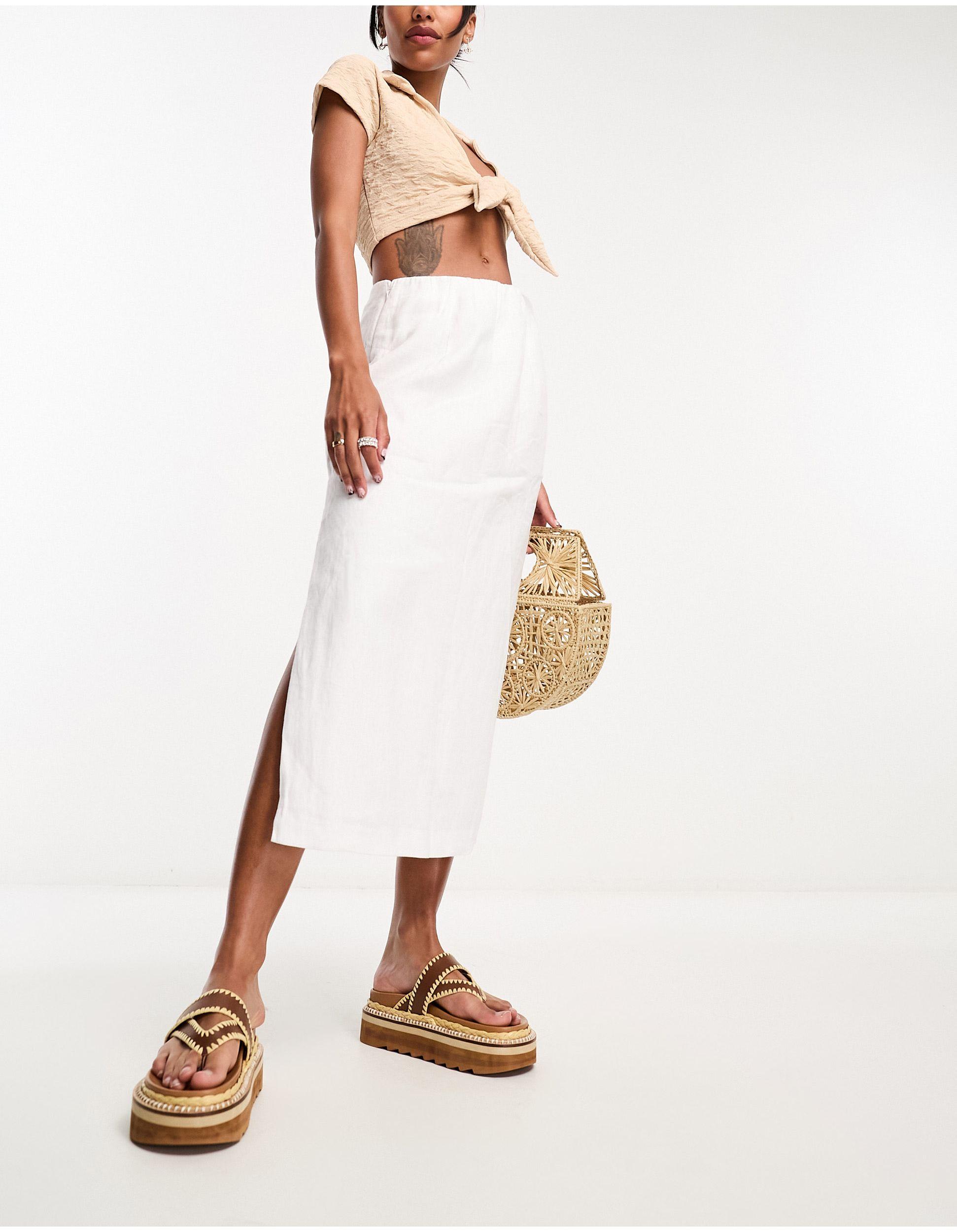 Witte linnen rok sale