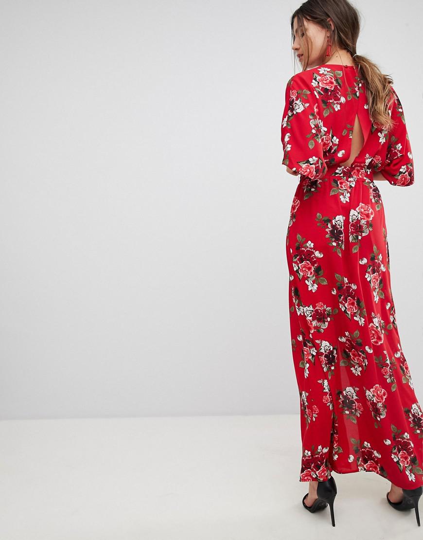 red maxi kimono