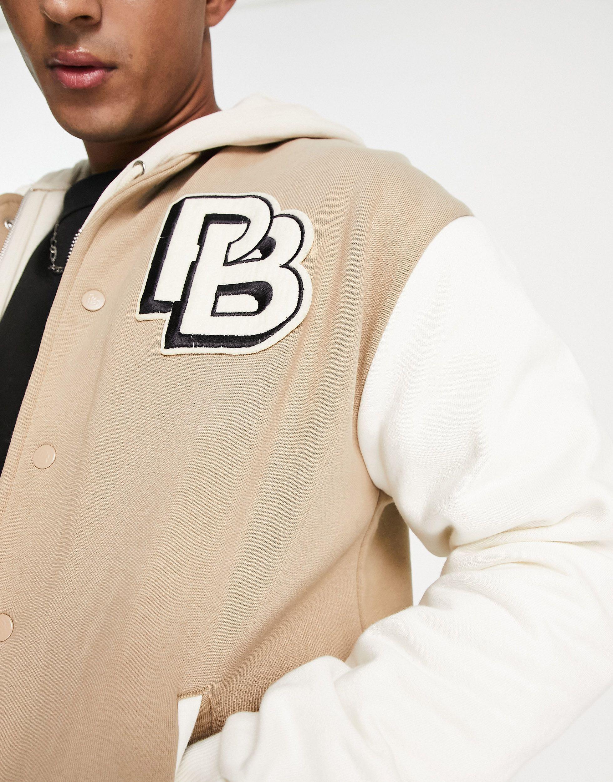 Pull&Bear Jersey Varsity Bomber Jacket in White for Men | Lyst
