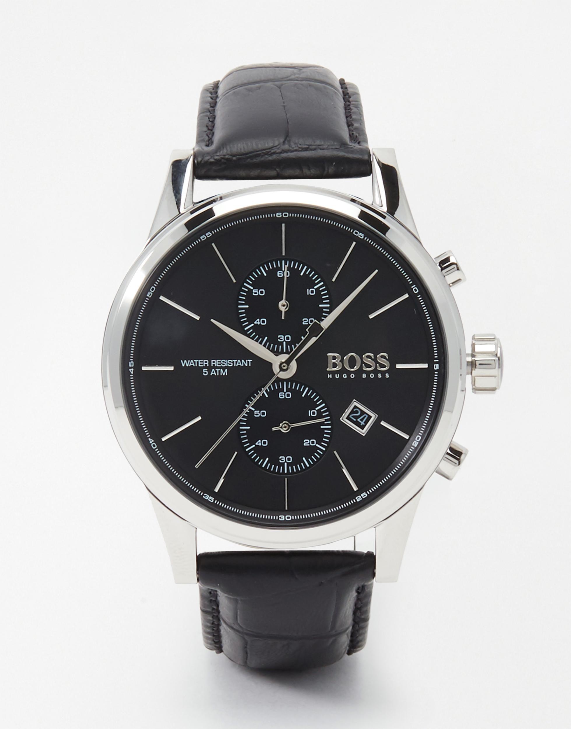 BOSS by HUGO BOSS Hugo Boss Jet Chronograph Leather Strap Watch 1513279 in  Black for Men | Lyst