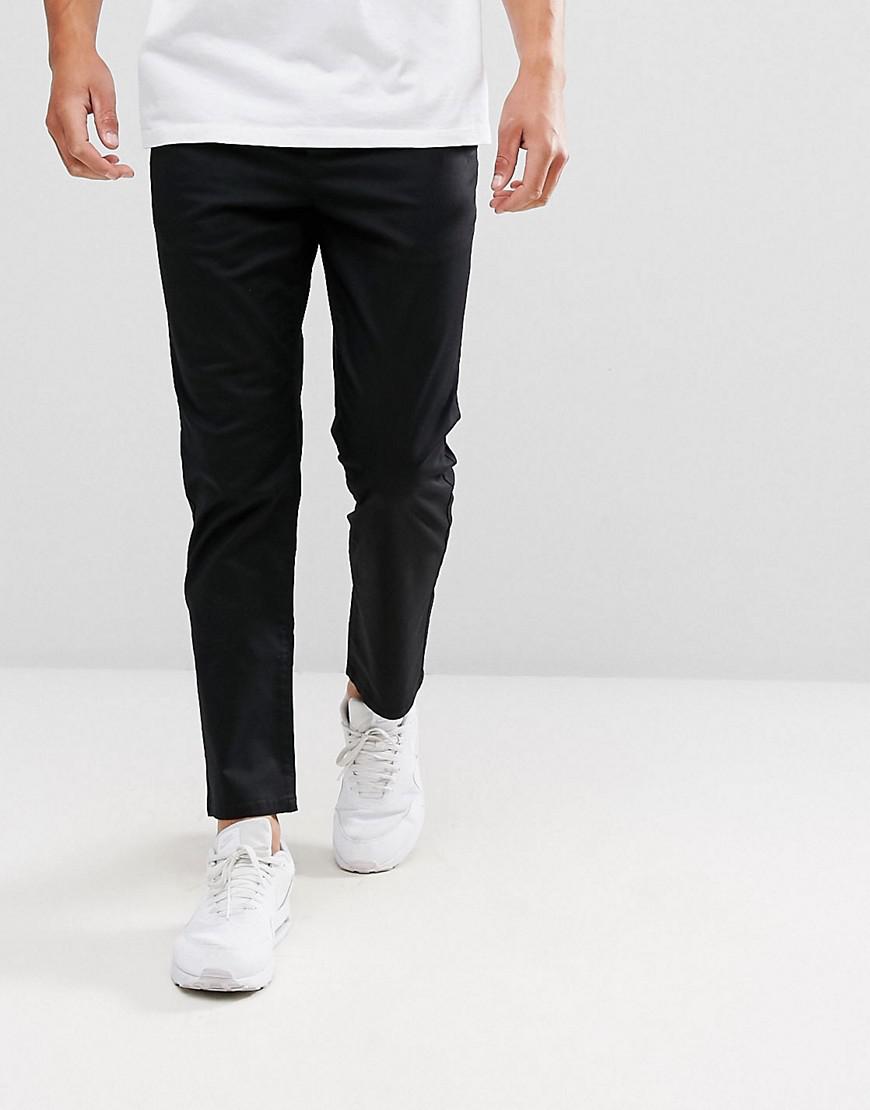 ASOS Cotton Slim Cropped Chinos In Black for Men - Lyst