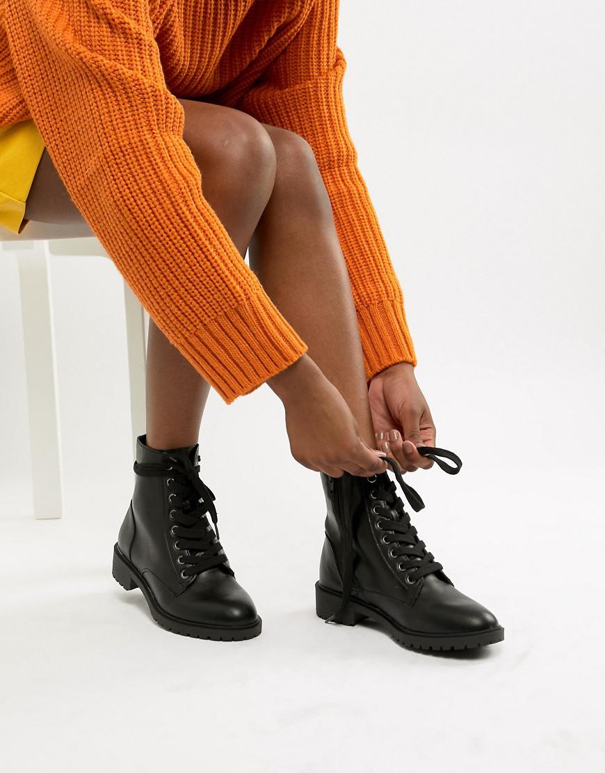 new look lace up flat boots