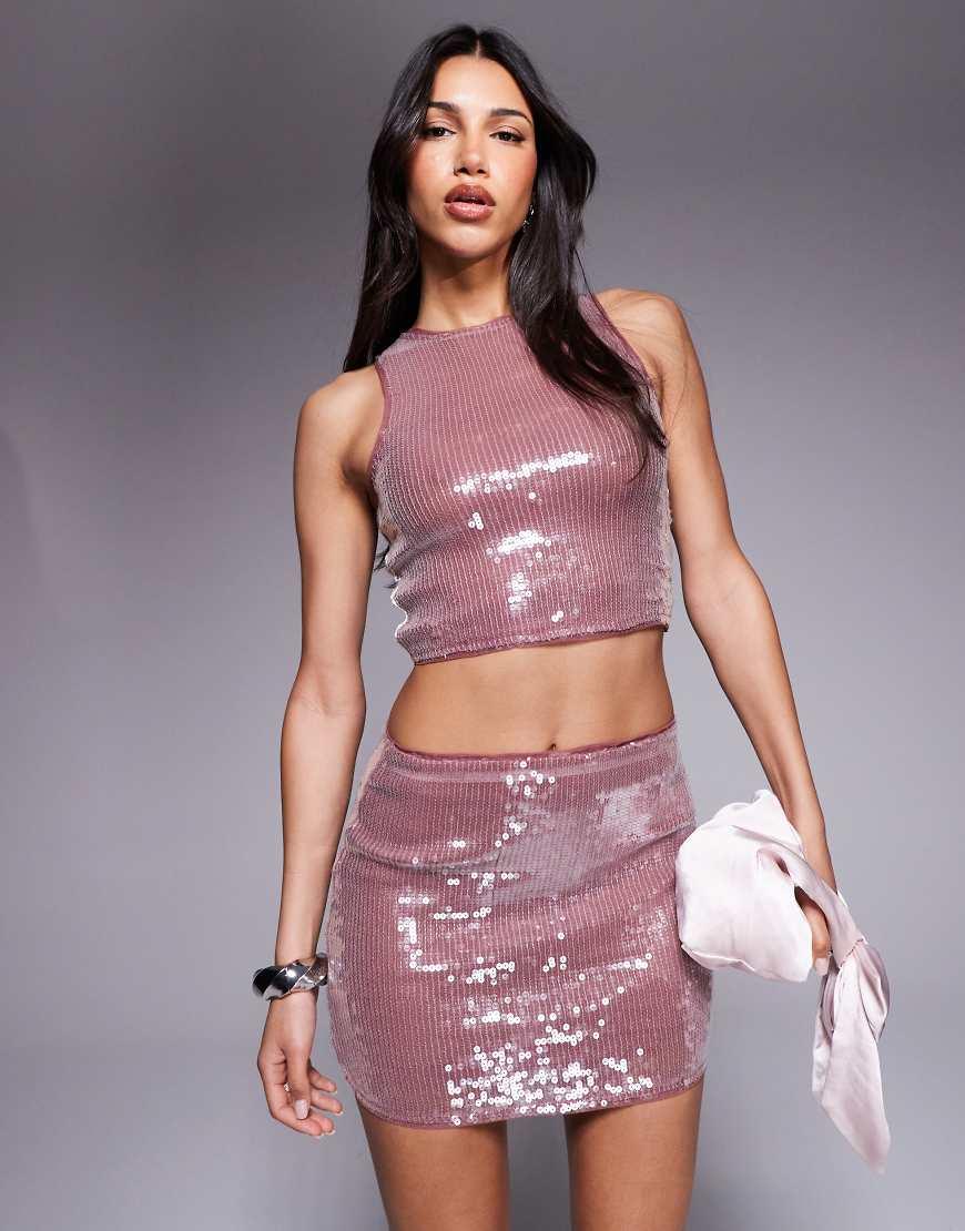 Embellished Top Asos Lilac Top ASOS Sequin Tank Top In Purple Lyst UK