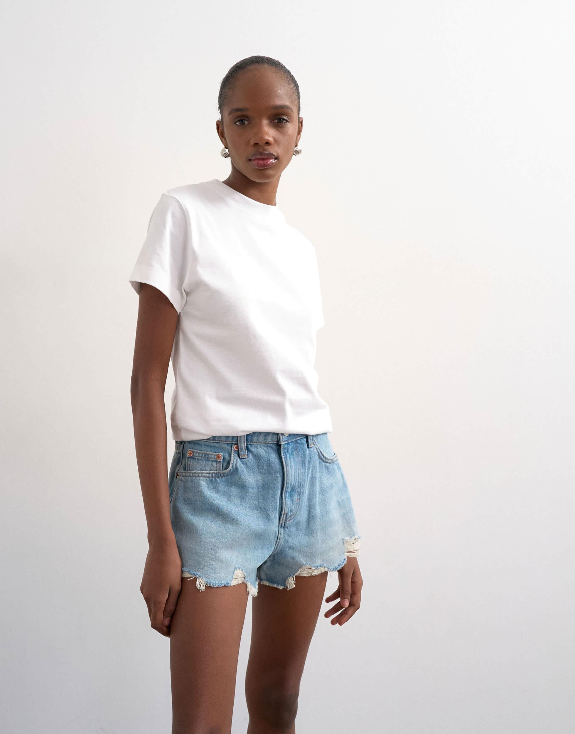 Short Jean Coupé Femme Topshop - Bleu, Taille 30 - Coton - Occasion Excellent état