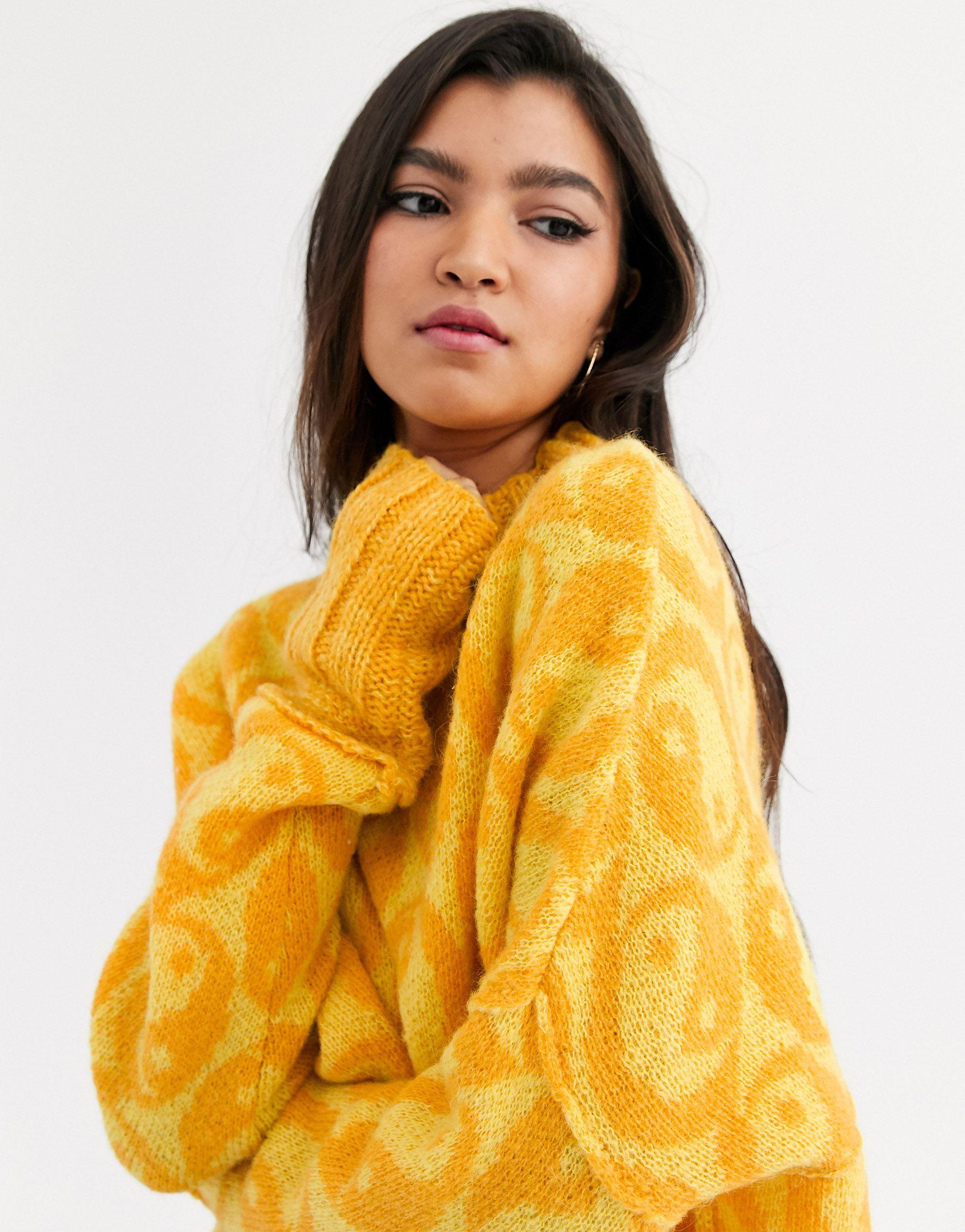 Free People Yin Yang Oversized Jumper in Yellow Lyst