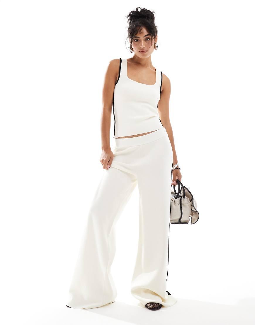 Mango Side Stripe Knitted Trouser Co-ord in White Lyst UK