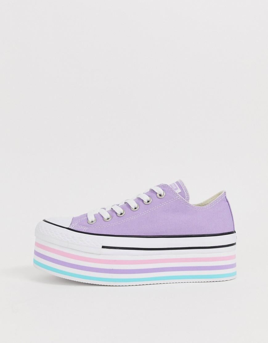 Converse Chuck Taylor All Star Super Platform Layer Lilac Trainers in  Purple | Lyst