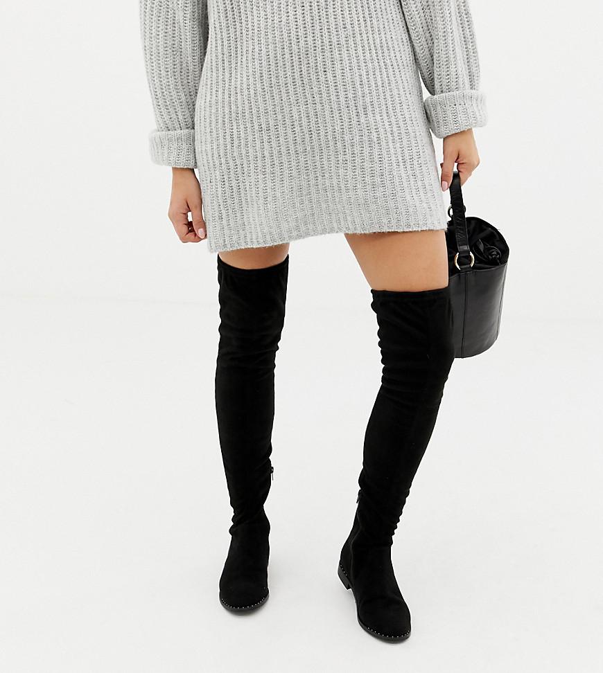 wide fit flat over the knee boots
