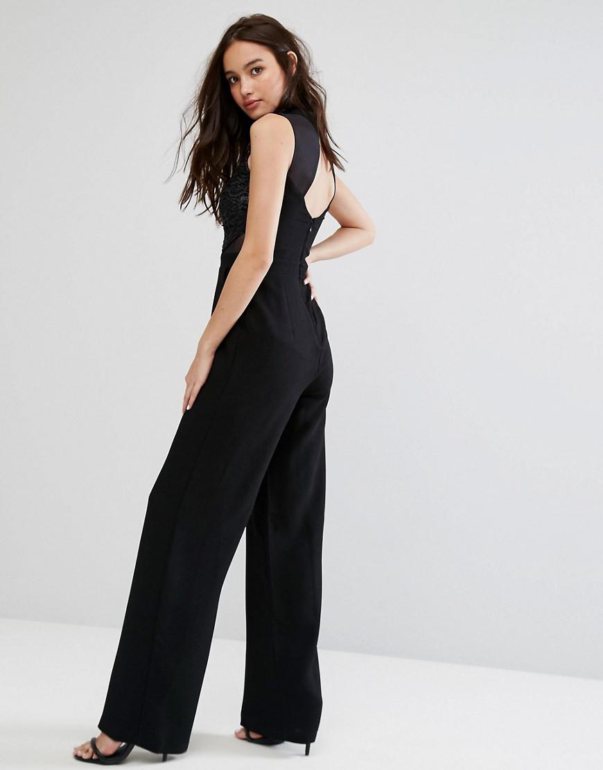Lyst Lipsy Jumpsuit With Embellished Bodice in Black